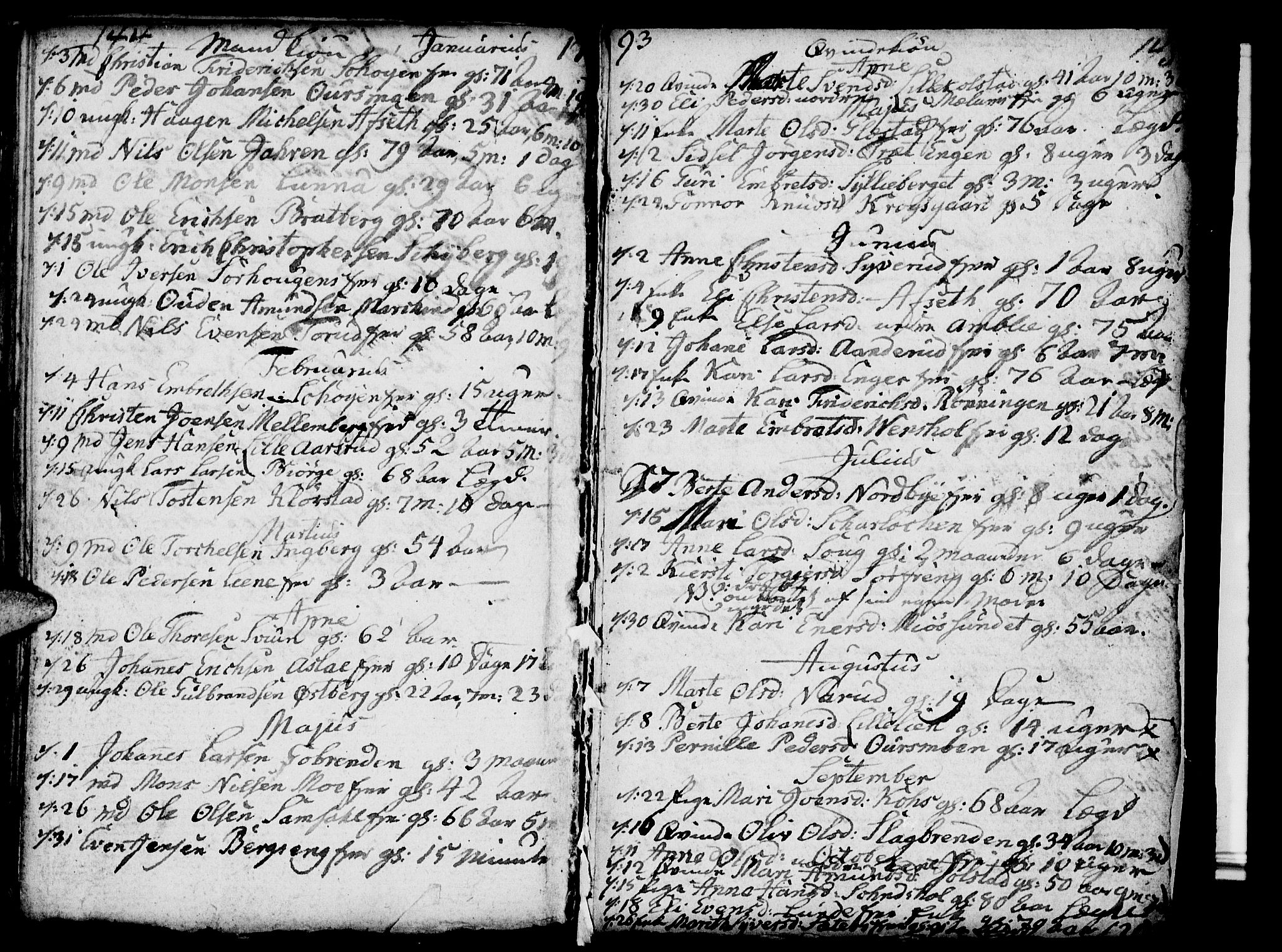 Ringsaker prestekontor, SAH/PREST-014/I/Ia/L0005/0006: Kladd til kirkebok nr. 1F, 1793-1796, s. 144-145