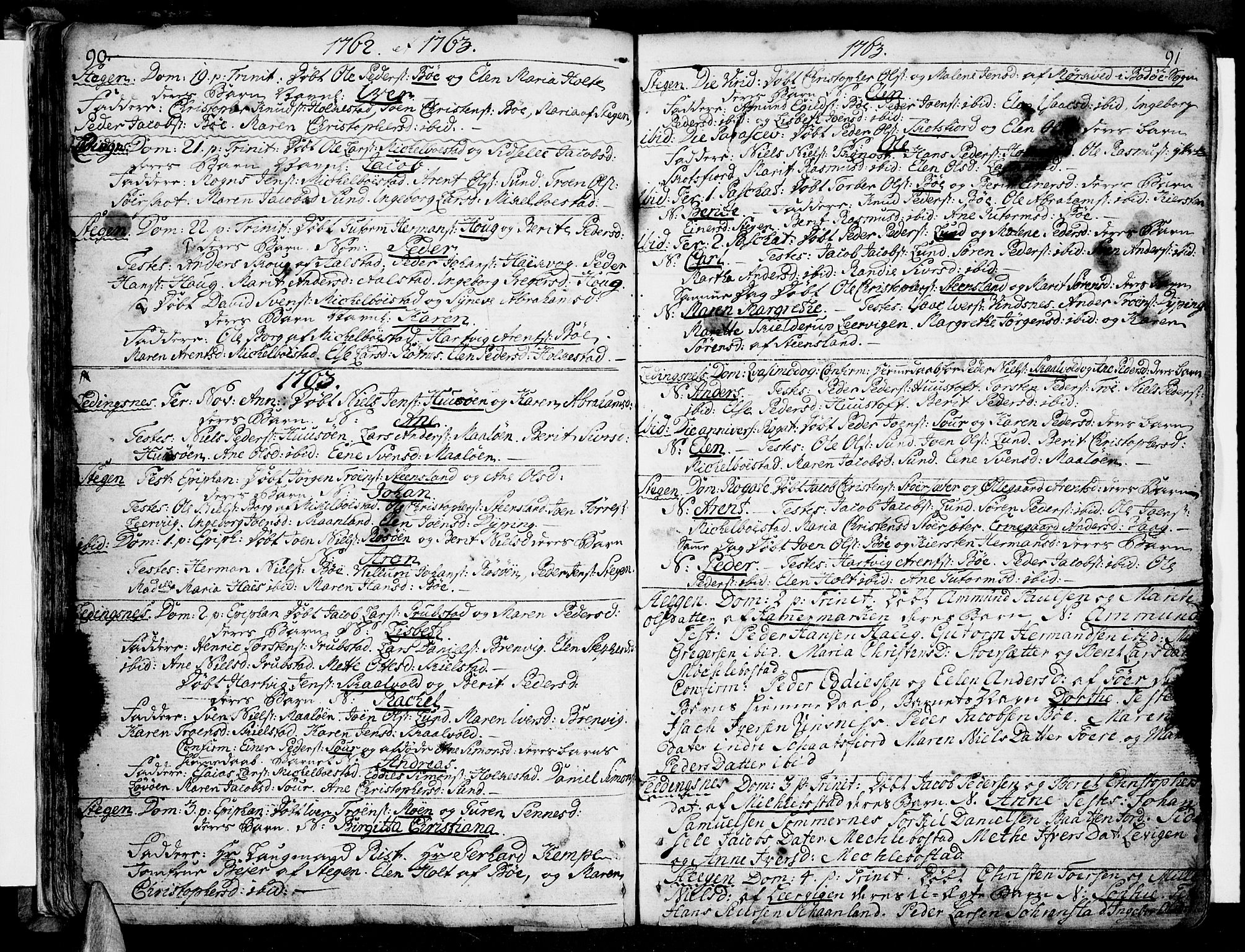 Ministerialprotokoller, klokkerbøker og fødselsregistre - Nordland, AV/SAT-A-1459/855/L0795: Ministerialbok nr. 855A03, 1748-1776, s. 90-91