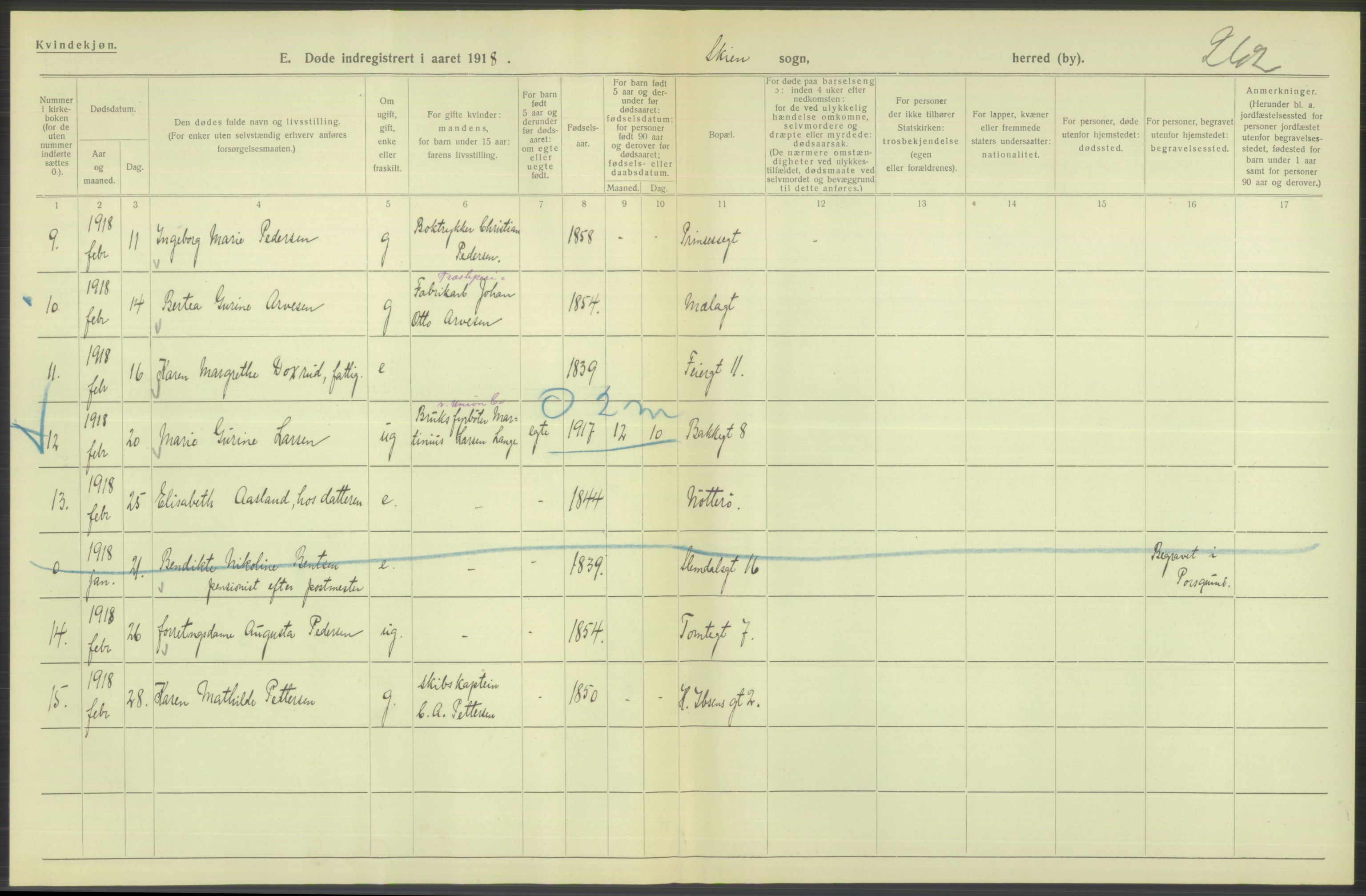 Statistisk sentralbyrå, Sosiodemografiske emner, Befolkning, AV/RA-S-2228/D/Df/Dfb/Dfbh/L0026: Telemark fylke: Døde. Bygder og byer., 1918, s. 130