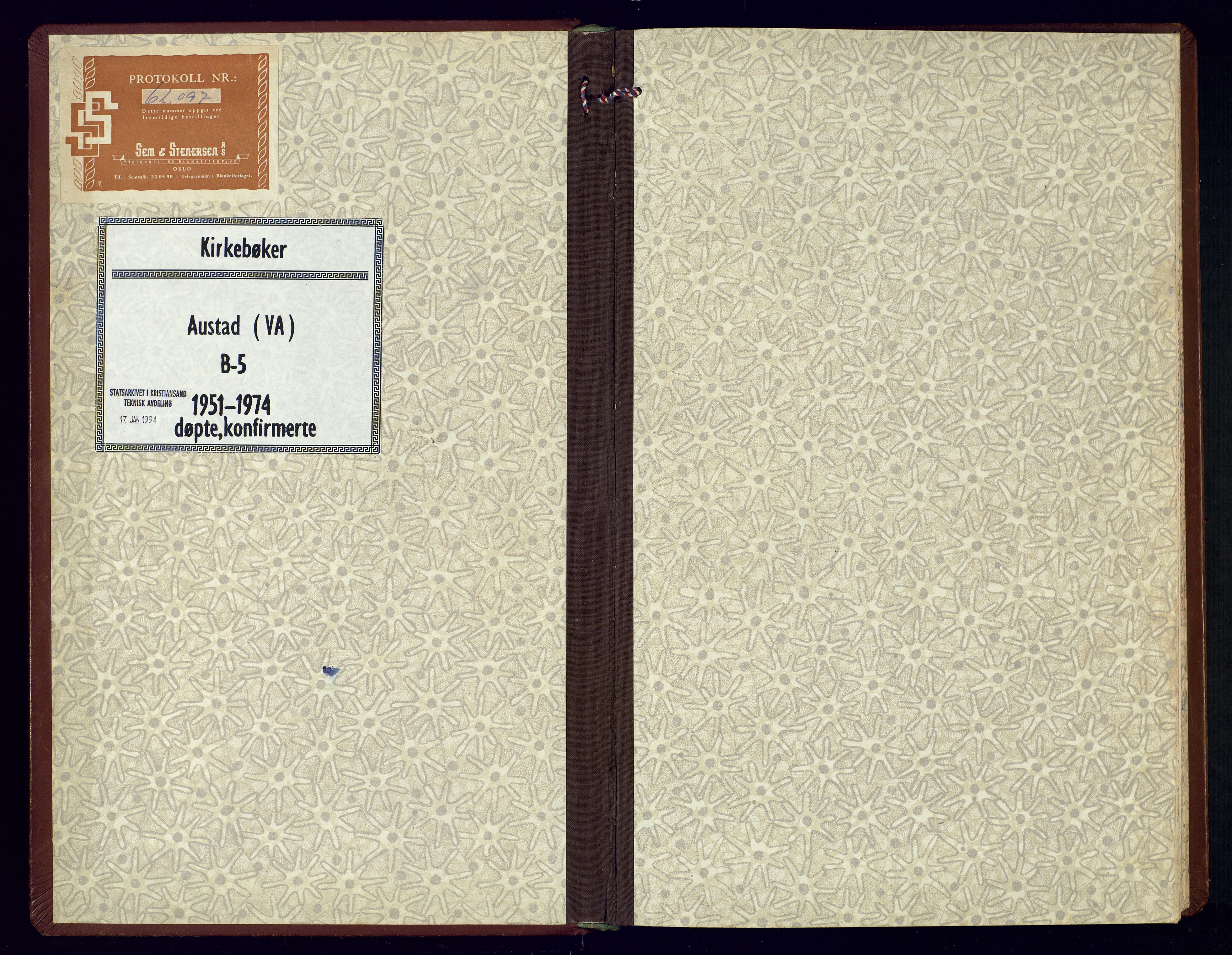 Lyngdal sokneprestkontor, SAK/1111-0029/F/Fb/Fba/L0005: Klokkerbok nr. B 5, 1951-1974