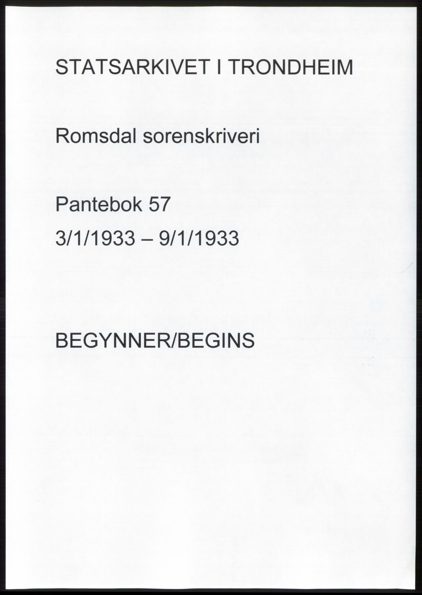 Romsdal sorenskriveri, AV/SAT-A-4149/1/2/2C/L0063: Pantebok nr. 57, 1933-1933