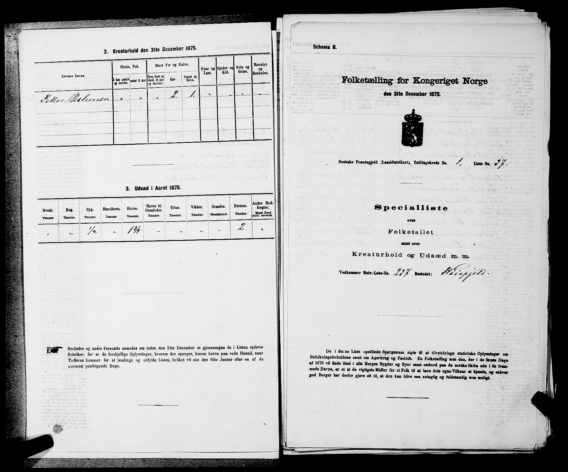 RA, Folketelling 1875 for 0215L Drøbak prestegjeld, Frogn sokn, 1875, s. 22