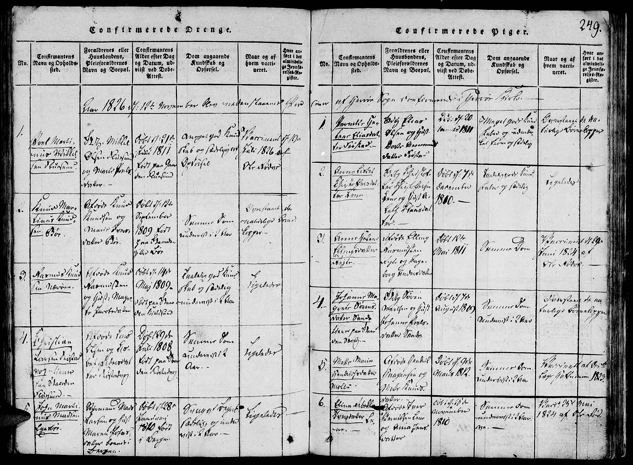 Ministerialprotokoller, klokkerbøker og fødselsregistre - Møre og Romsdal, SAT/A-1454/507/L0069: Ministerialbok nr. 507A04, 1816-1841, s. 249