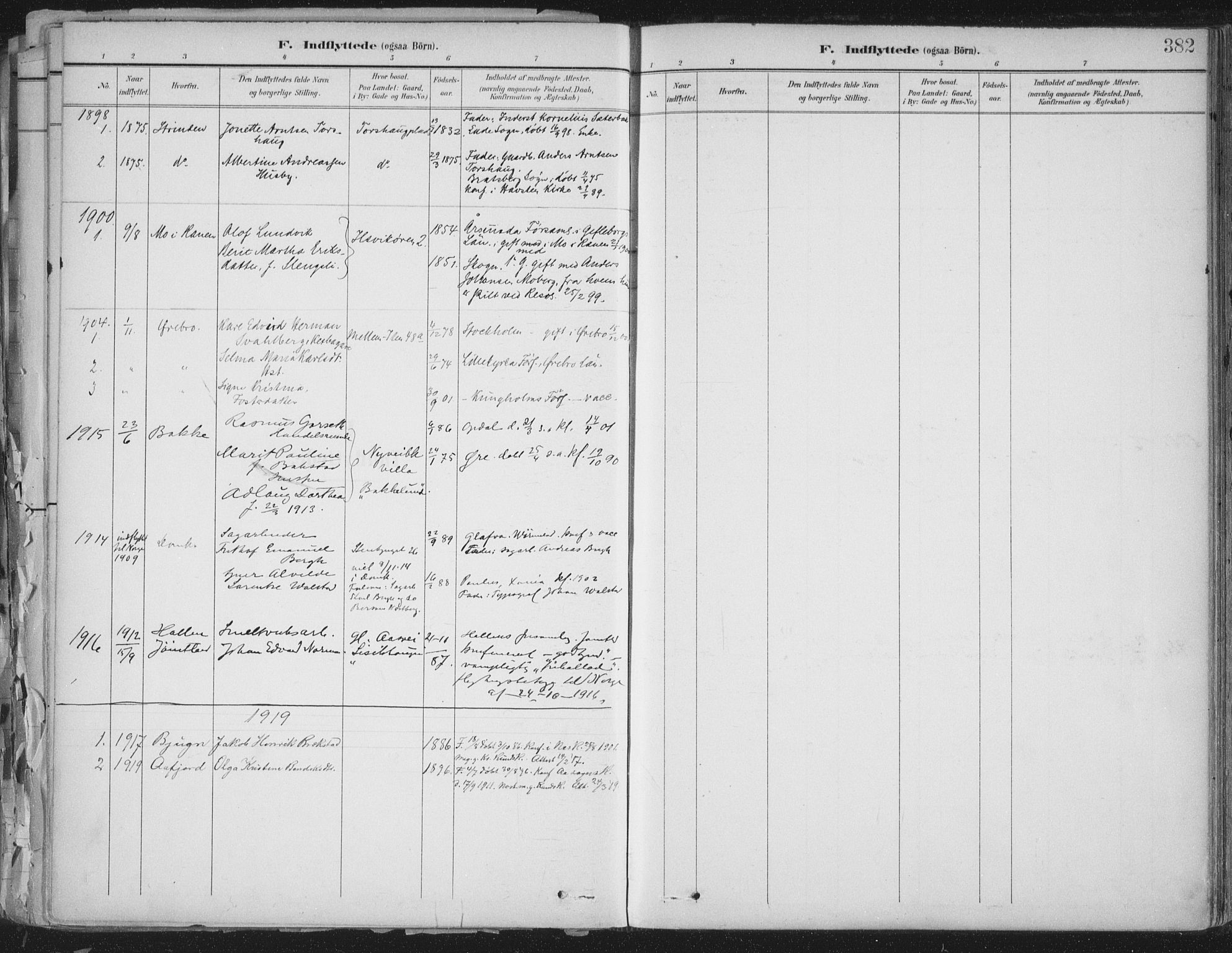 Ministerialprotokoller, klokkerbøker og fødselsregistre - Sør-Trøndelag, AV/SAT-A-1456/603/L0167: Ministerialbok nr. 603A06, 1896-1932, s. 382