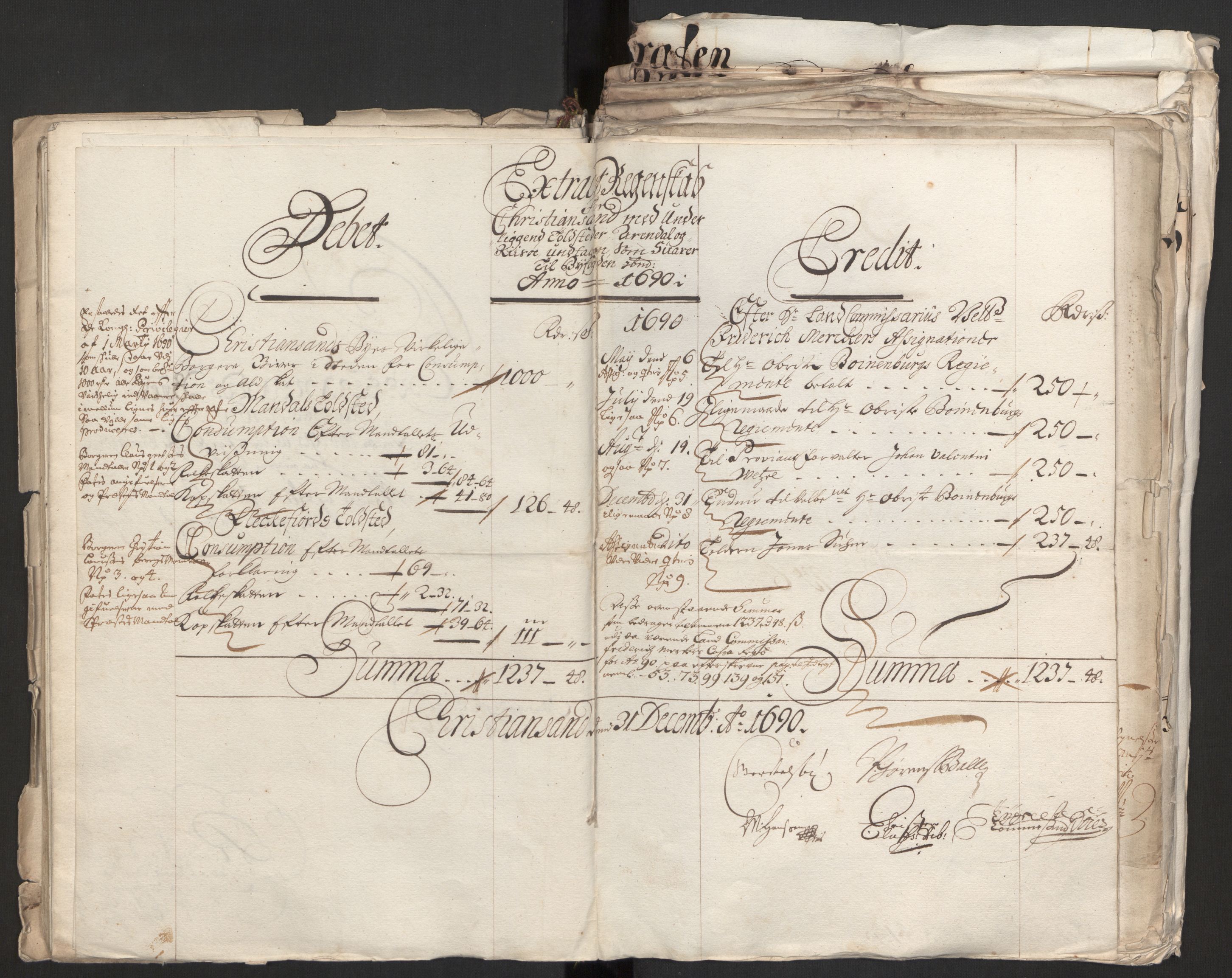 Rentekammeret inntil 1814, Reviderte regnskaper, Byregnskaper, AV/RA-EA-4066/R/Rm/L0258: [M1] Kontribusjonsregnskap, 1664-1700, s. 52