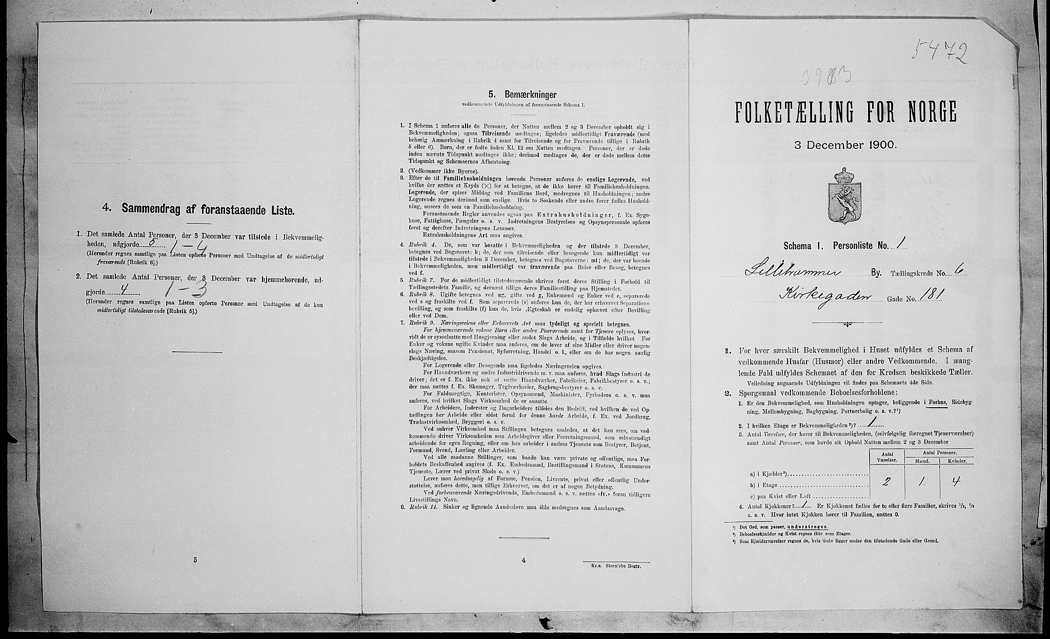 SAH, Folketelling 1900 for 0501 Lillehammer kjøpstad, 1900, s. 1852