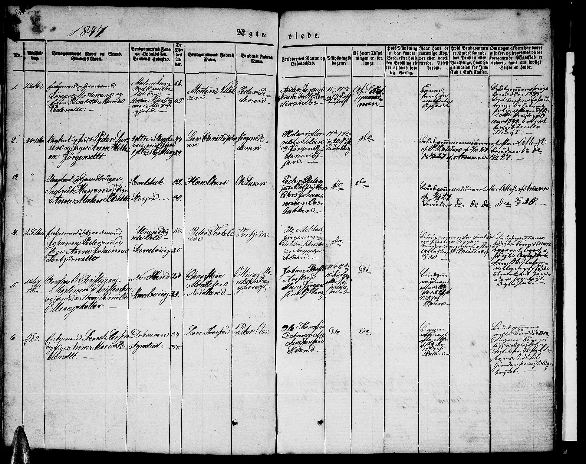 Ministerialprotokoller, klokkerbøker og fødselsregistre - Nordland, SAT/A-1459/846/L0652: Klokkerbok nr. 846C02, 1841-1871, s. 245