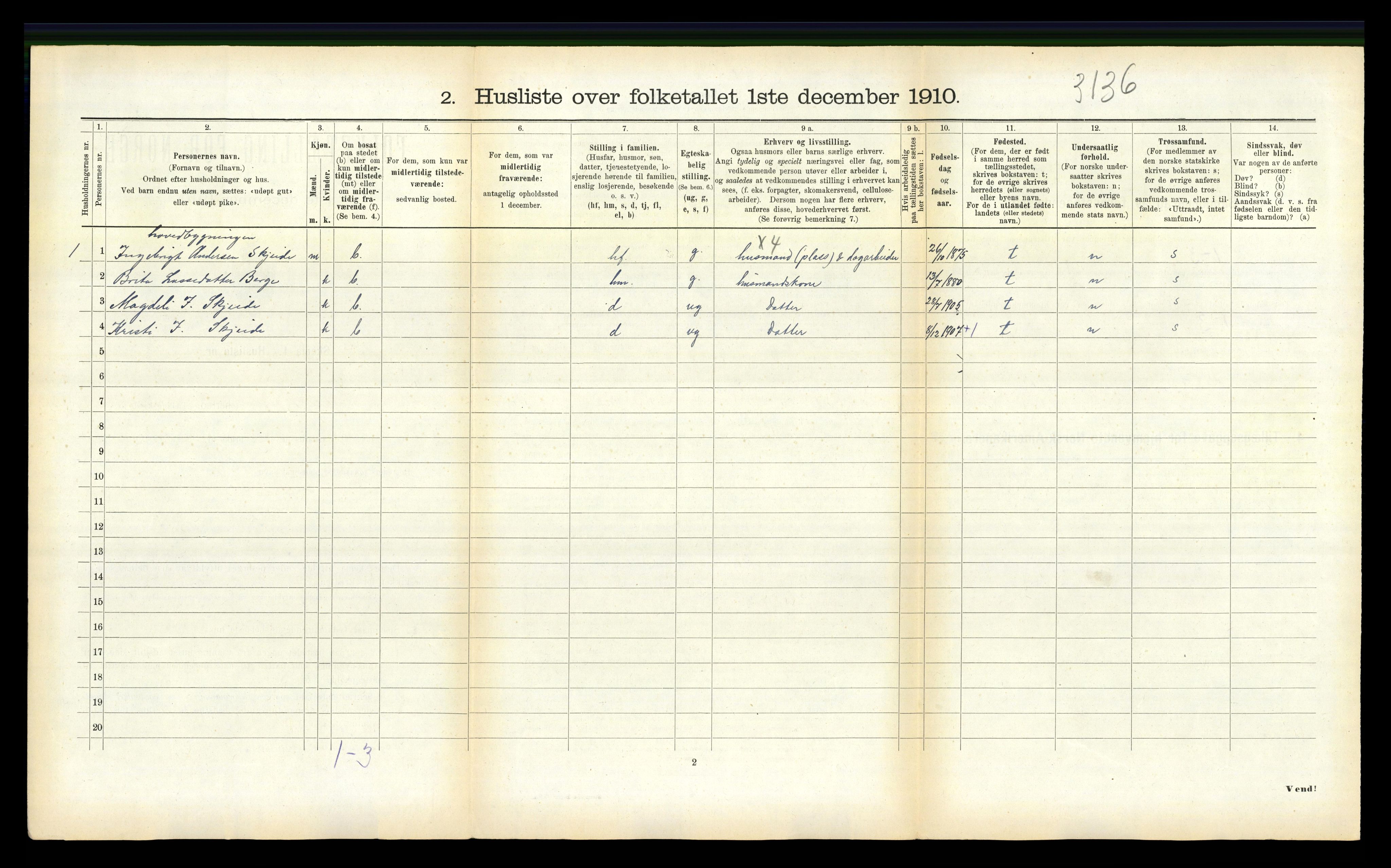 RA, Folketelling 1910 for 1418 Balestrand herred, 1910, s. 697