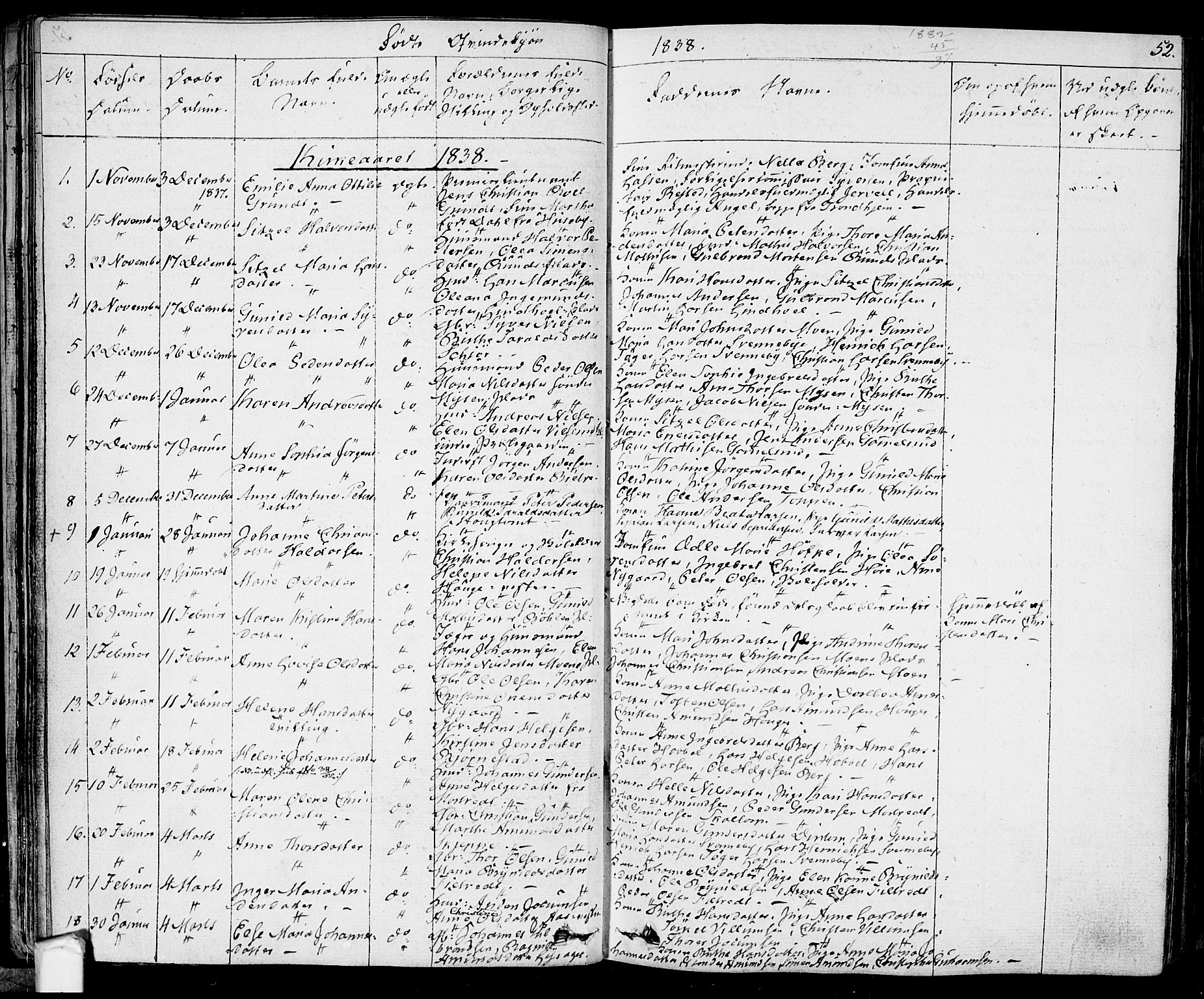 Eidsberg prestekontor Kirkebøker, AV/SAO-A-10905/F/Fa/L0008: Ministerialbok nr. I 8, 1832-1848, s. 52