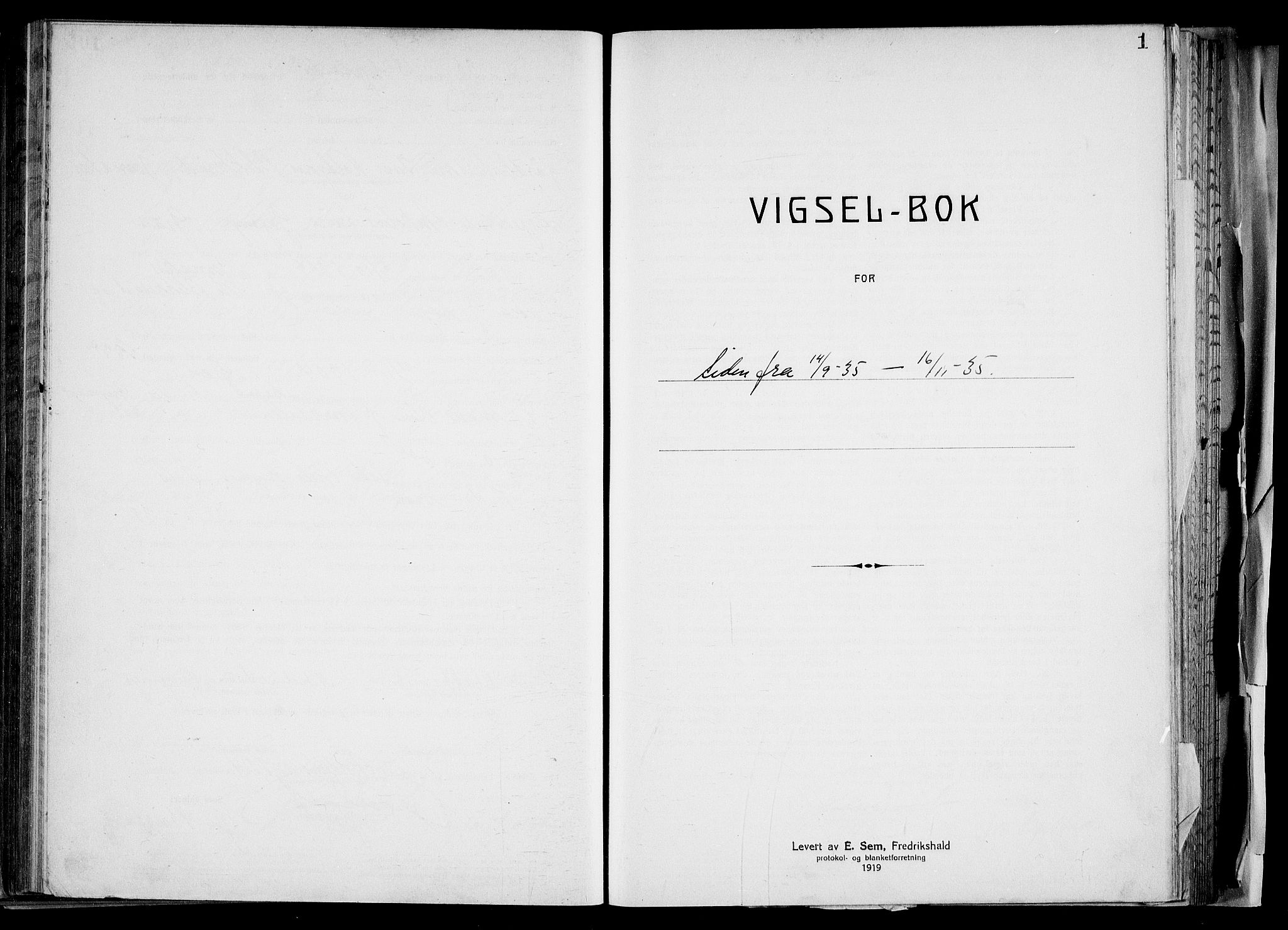 Oslo byfogd avd. I, SAO/A-10220/L/Lb/Lbb/L0025: Notarialprotokoll, rekke II: Vigsler, 1935-1936, s. 1a