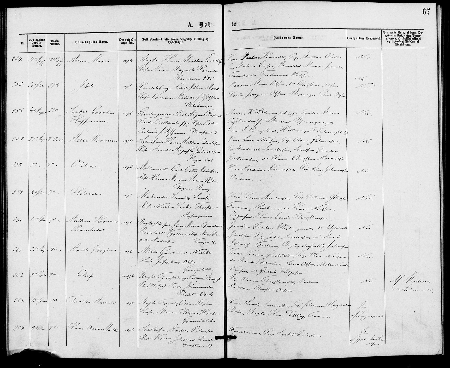 Gamle Aker prestekontor Kirkebøker, SAO/A-10617a/G/L0002: Klokkerbok nr. 2, 1864-1869, s. 67