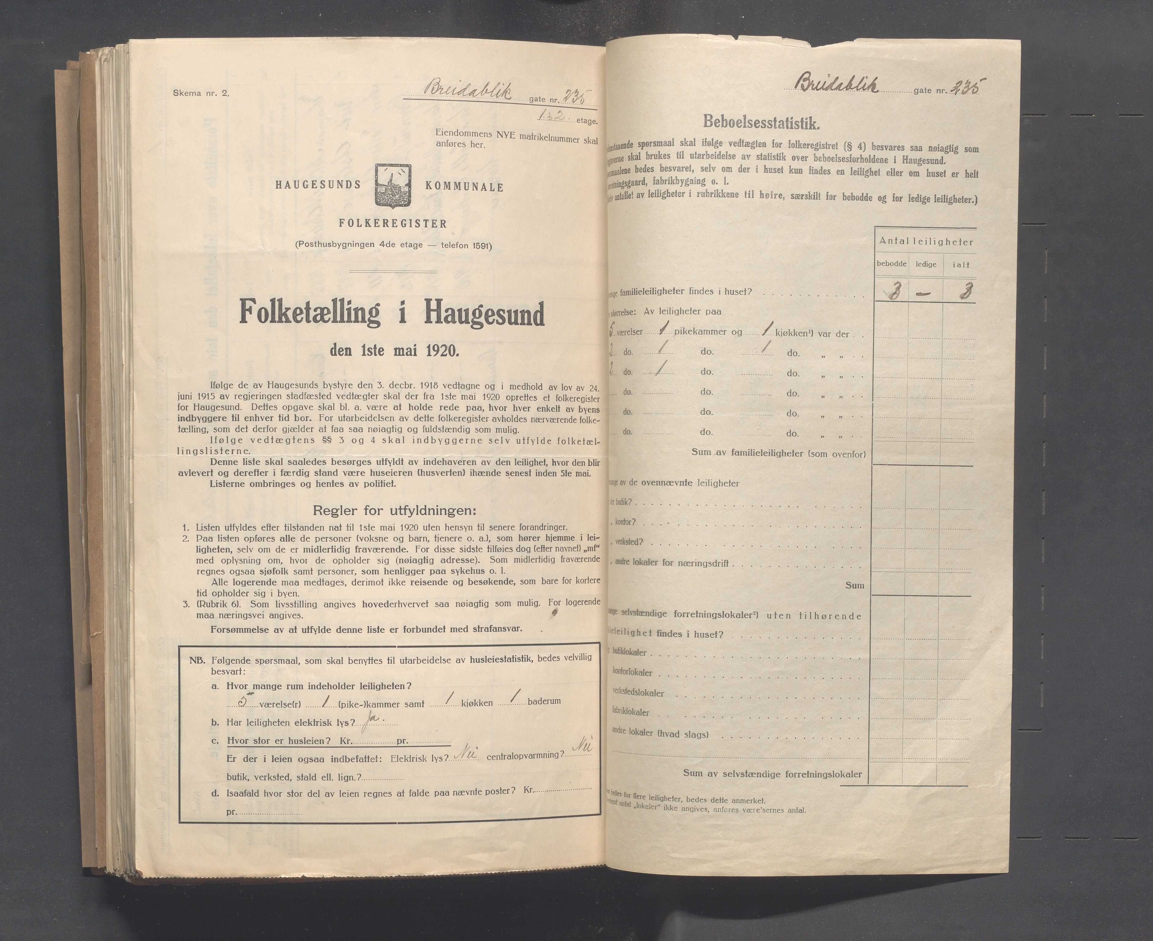 IKAR, Kommunal folketelling 1.5.1920 for Haugesund, 1920, s. 433