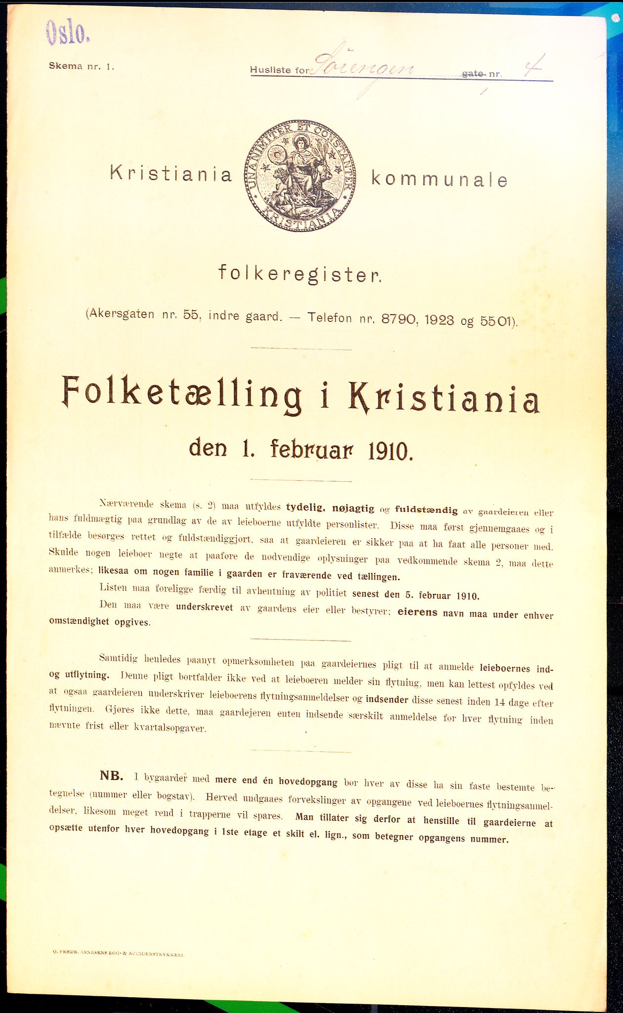 OBA, Kommunal folketelling 1.2.1910 for Kristiania, 1910, s. 101051
