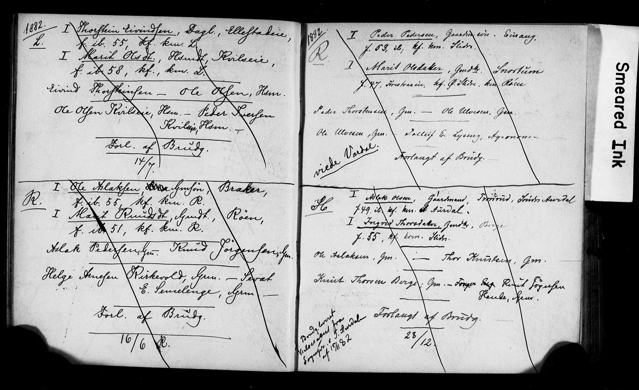 Vestre Slidre prestekontor, SAH/PREST-136/I/Ie/Iea/L0001/0001: Lysningsprotokoll nr. 1, 1881-1919