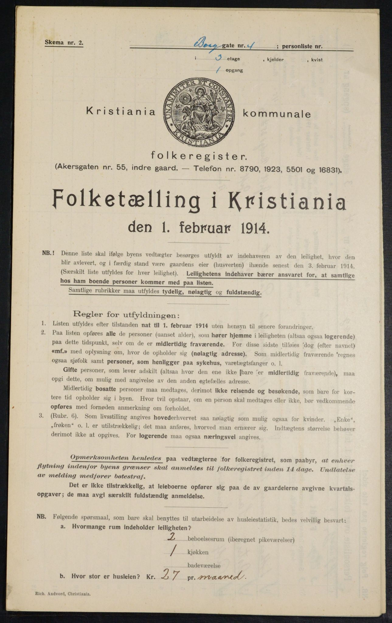 OBA, Kommunal folketelling 1.2.1914 for Kristiania, 1914, s. 7711