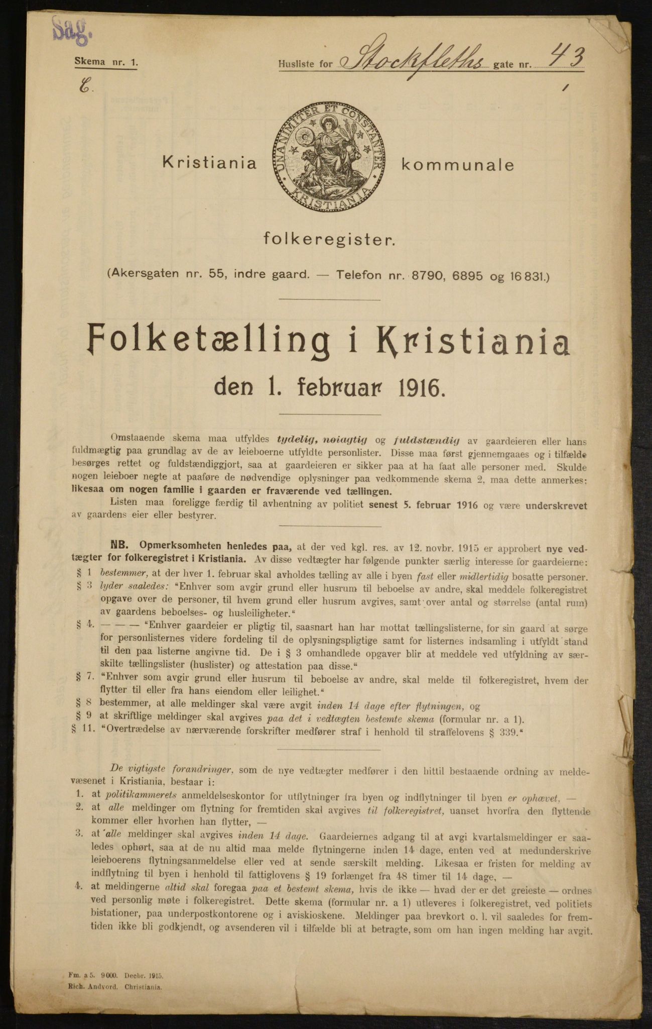 OBA, Kommunal folketelling 1.2.1916 for Kristiania, 1916, s. 104949