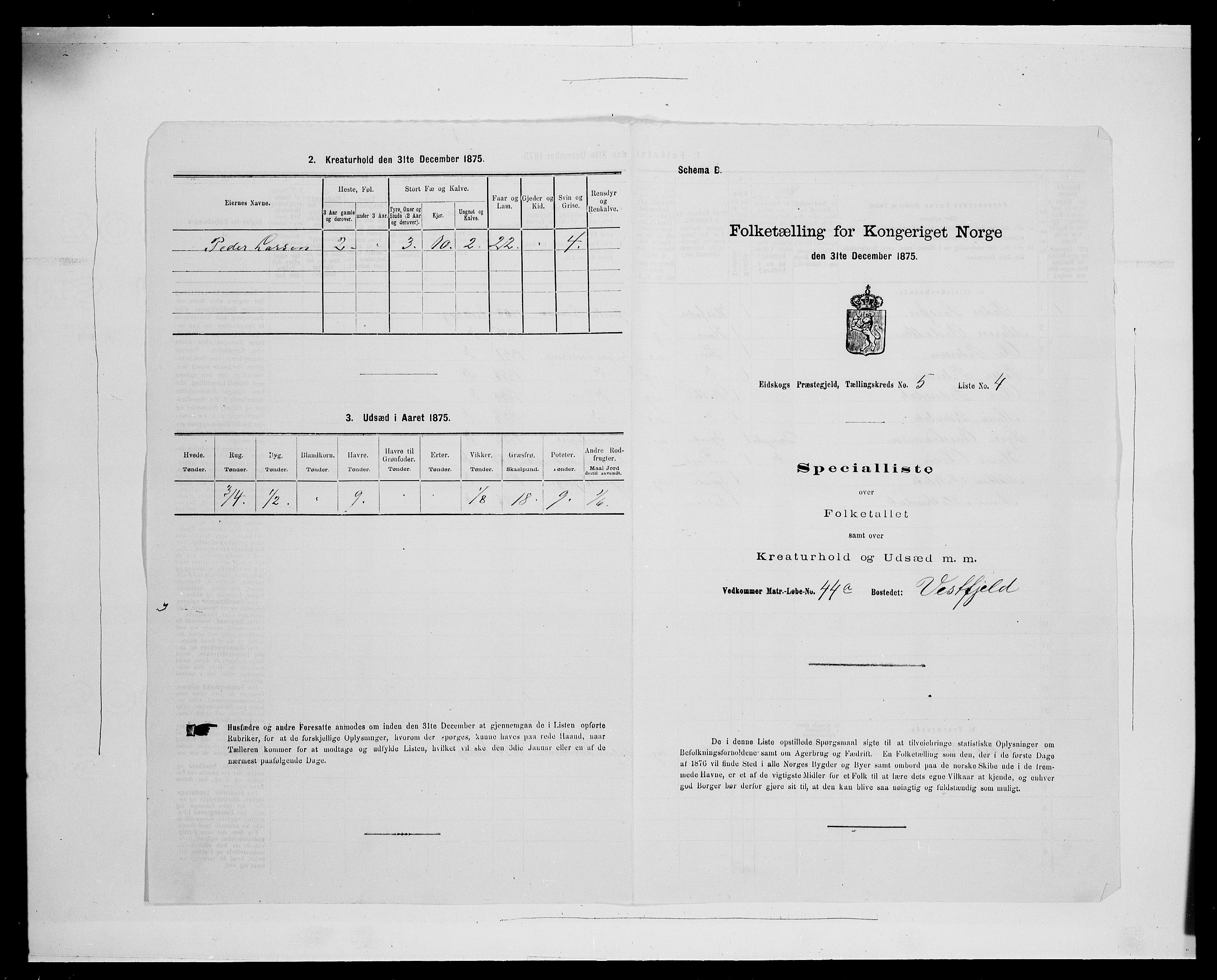 SAH, Folketelling 1875 for 0420P Eidskog prestegjeld, 1875, s. 847