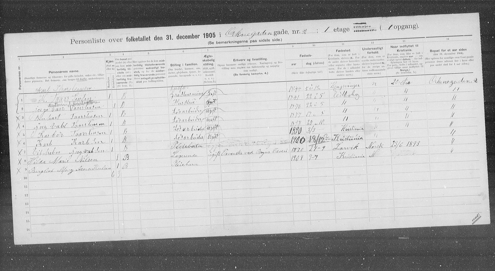 OBA, Kommunal folketelling 31.12.1905 for Kristiania kjøpstad, 1905, s. 39910