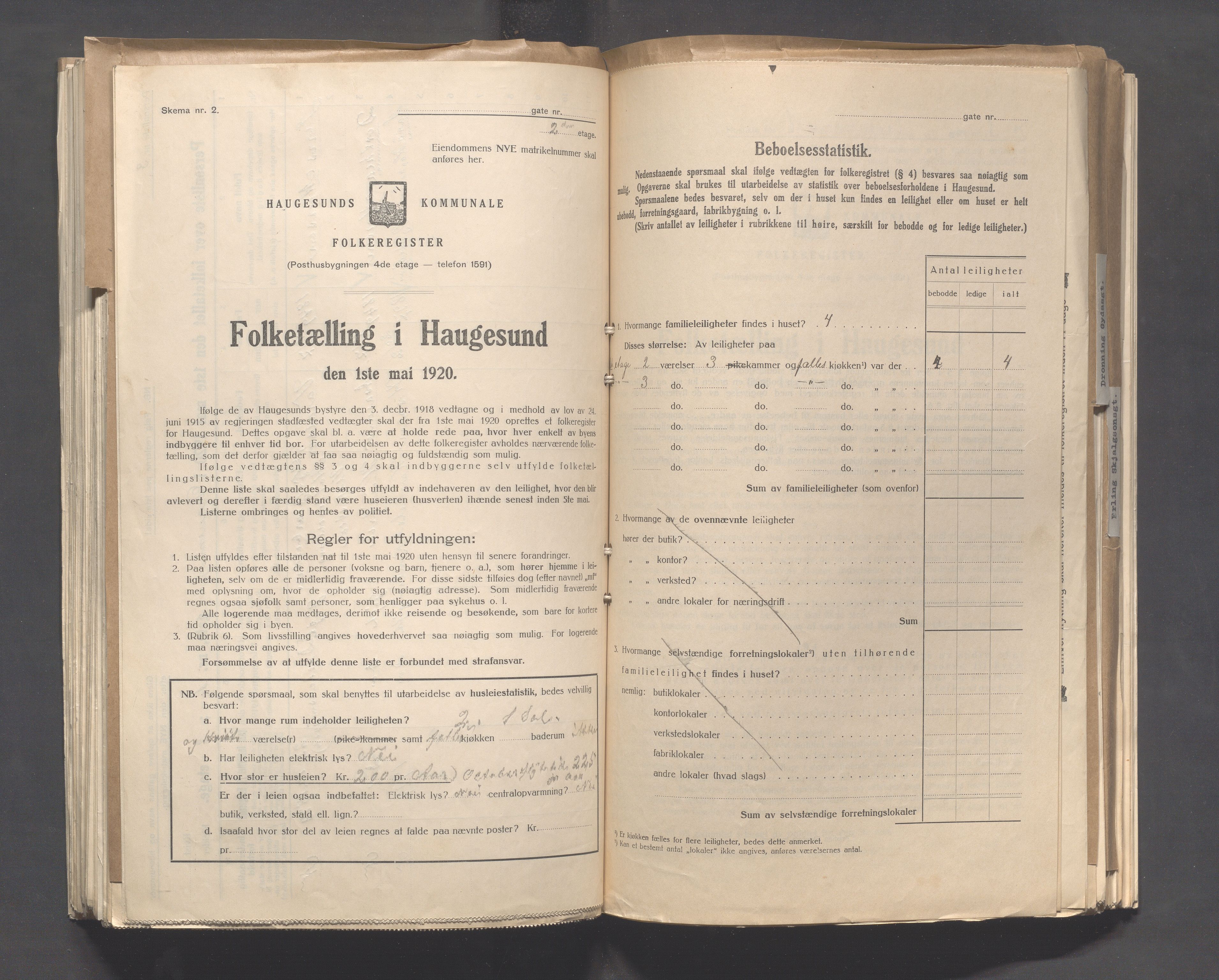 IKAR, Kommunal folketelling 1.5.1920 for Haugesund, 1920, s. 608