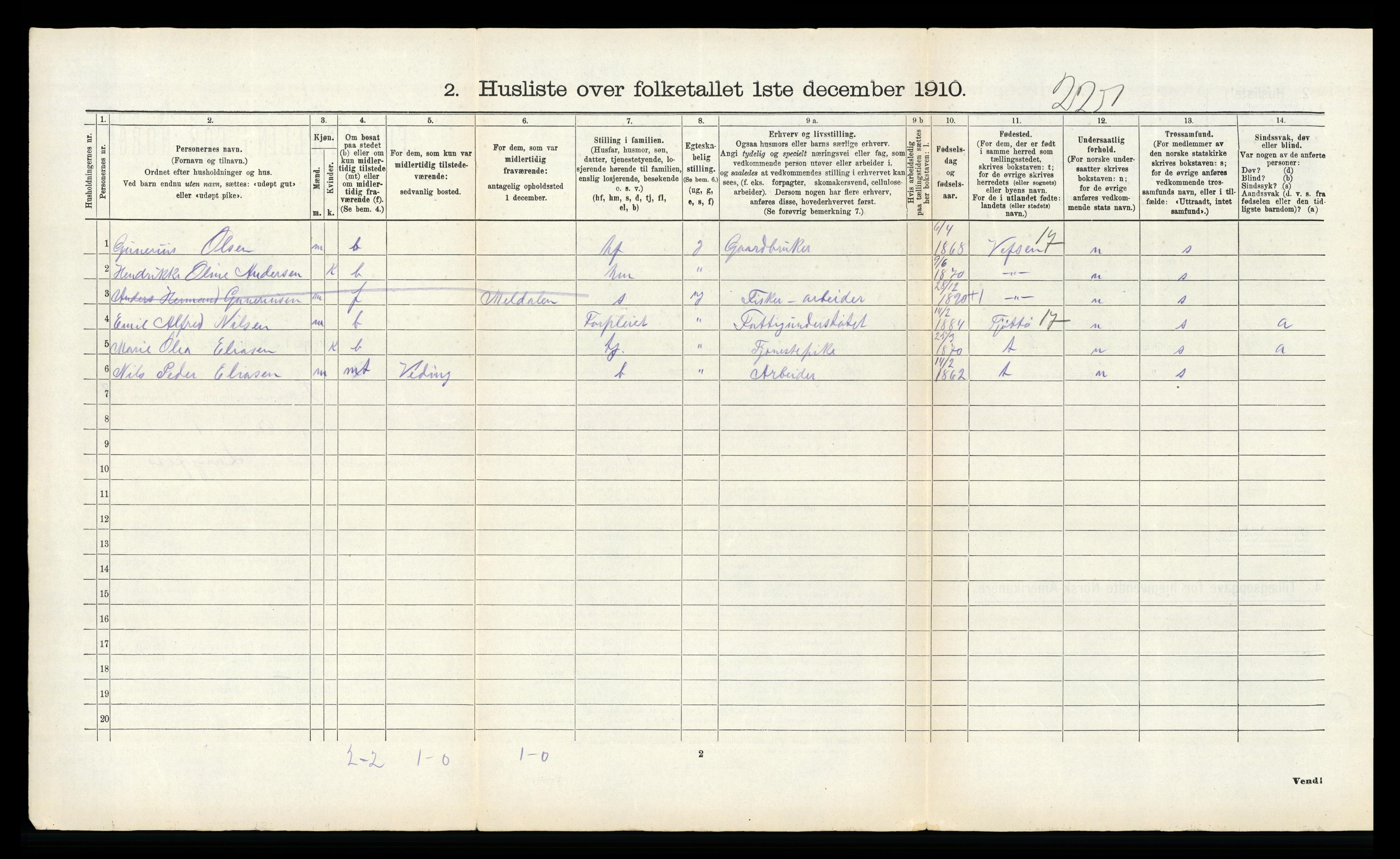 RA, Folketelling 1910 for 1821 Stamnes herred, 1910, s. 867