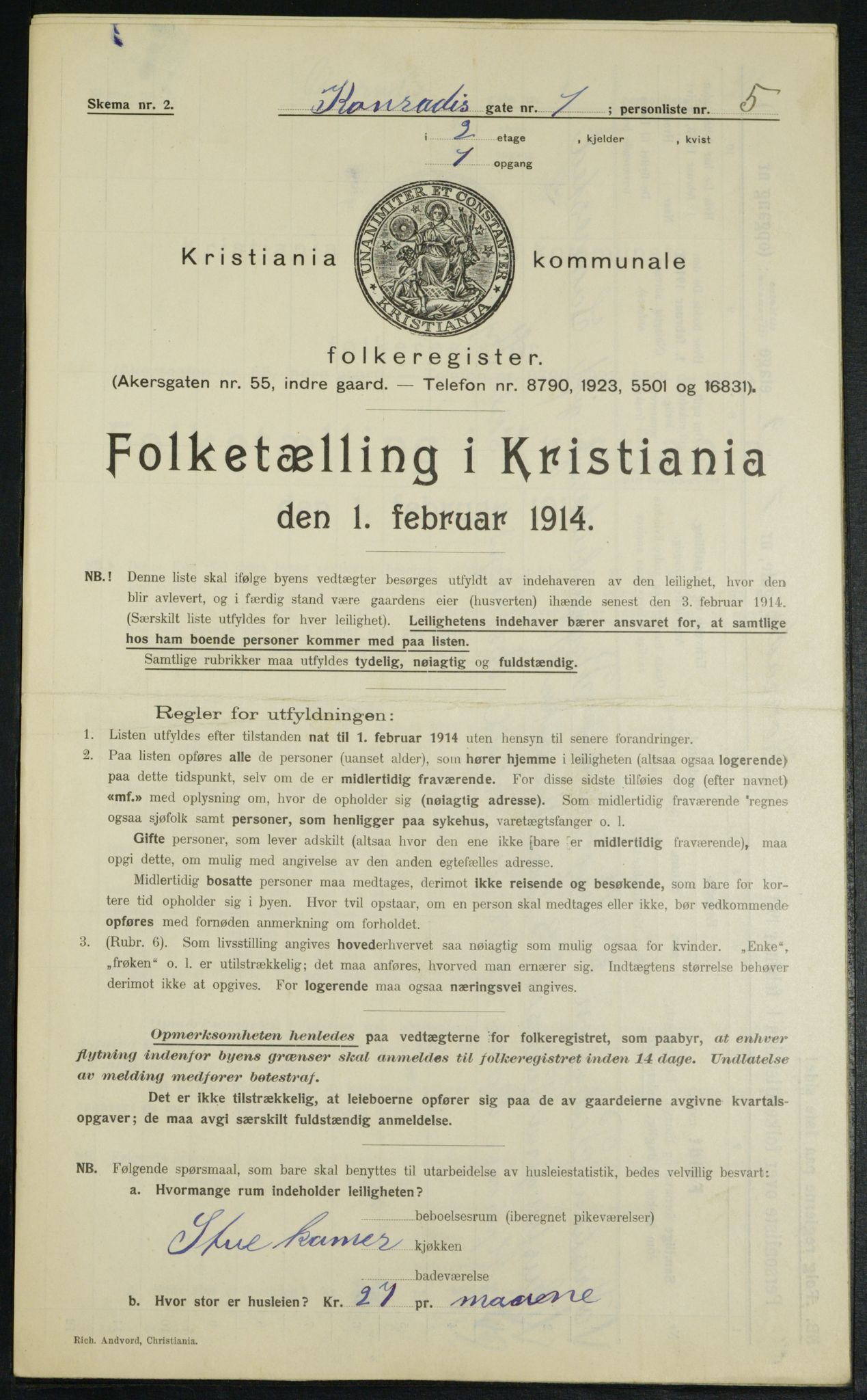 OBA, Kommunal folketelling 1.2.1914 for Kristiania, 1914, s. 13439