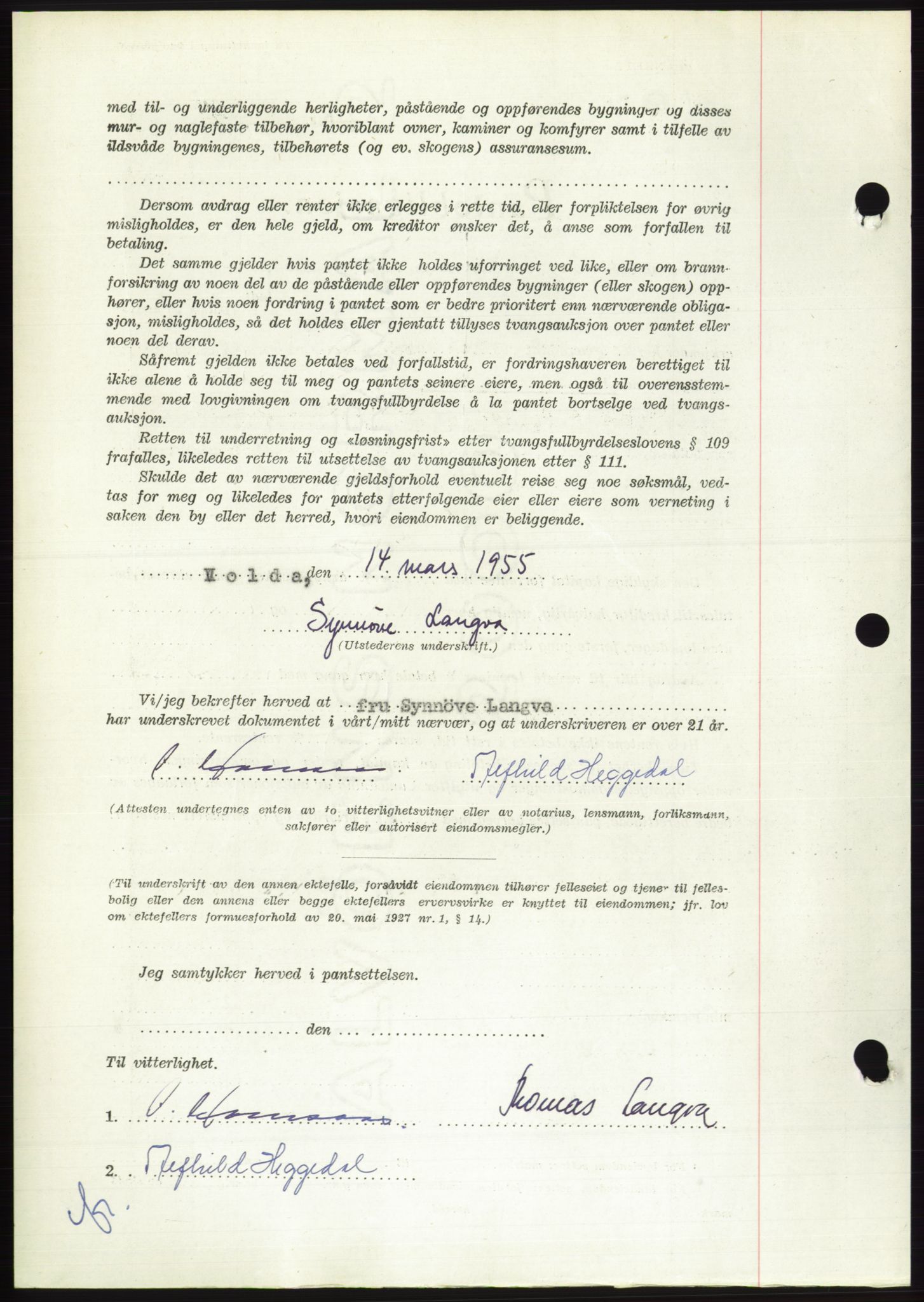Søre Sunnmøre sorenskriveri, AV/SAT-A-4122/1/2/2C/L0126: Pantebok nr. 14B, 1954-1955, Dagboknr: 566/1955