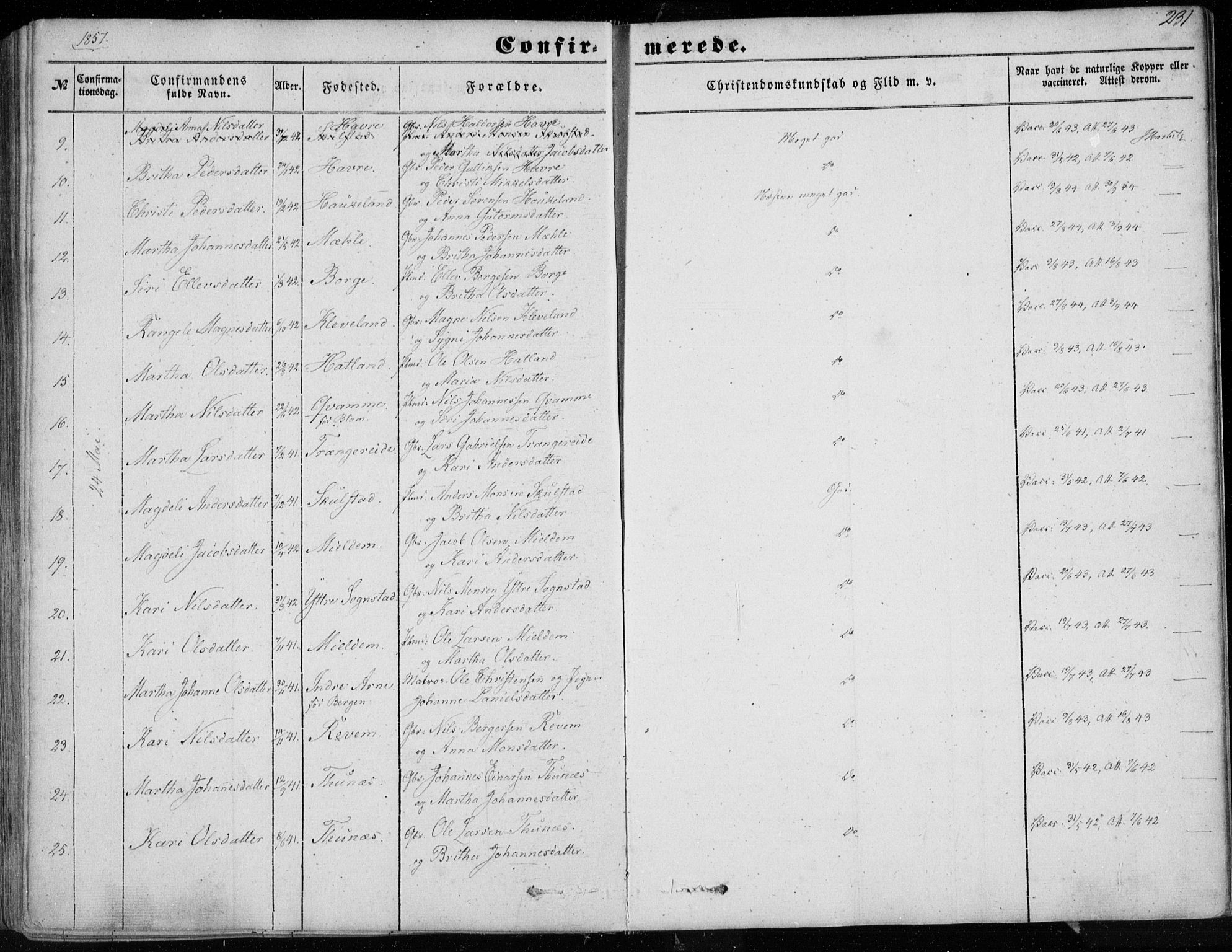 Haus sokneprestembete, AV/SAB-A-75601/H/Haa: Ministerialbok nr. A 16 I, 1848-1857, s. 231