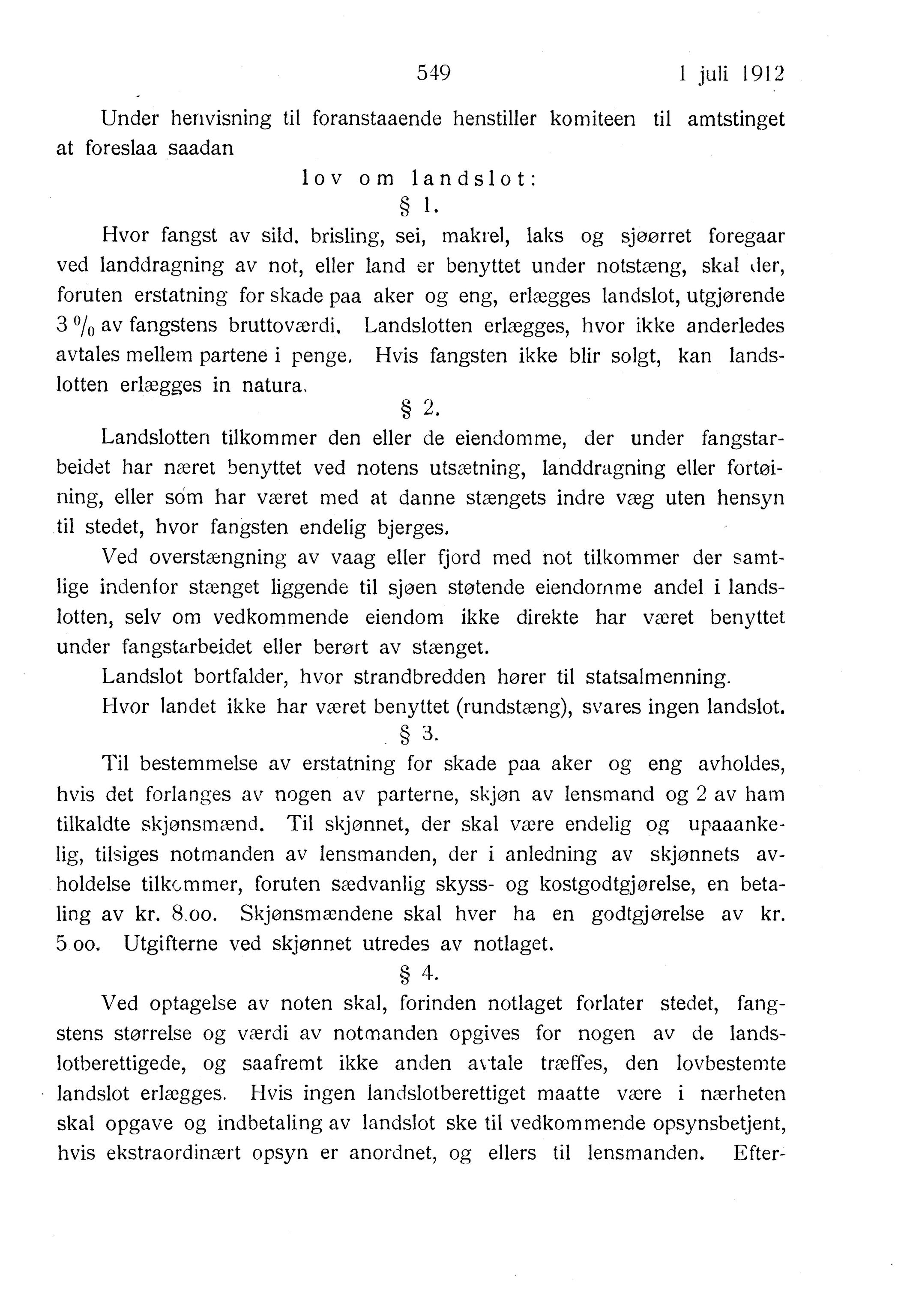 Nordland Fylkeskommune. Fylkestinget, AIN/NFK-17/176/A/Ac/L0035: Fylkestingsforhandlinger 1912, 1912