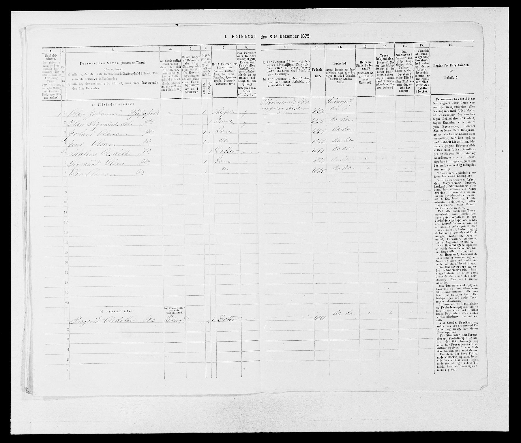 SAB, Folketelling 1875 for 1419P Leikanger prestegjeld, 1875, s. 100