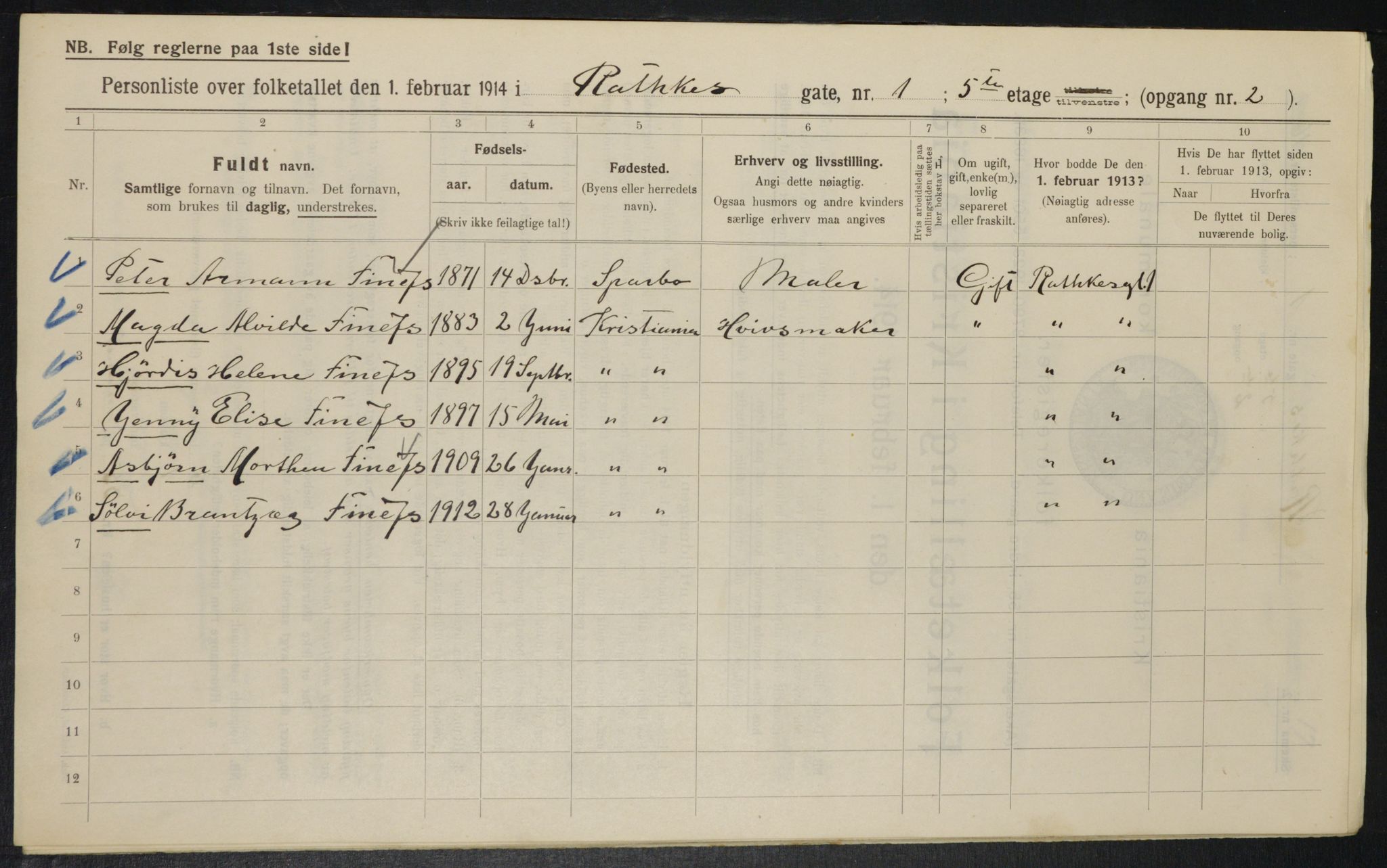 OBA, Kommunal folketelling 1.2.1914 for Kristiania, 1914, s. 81864