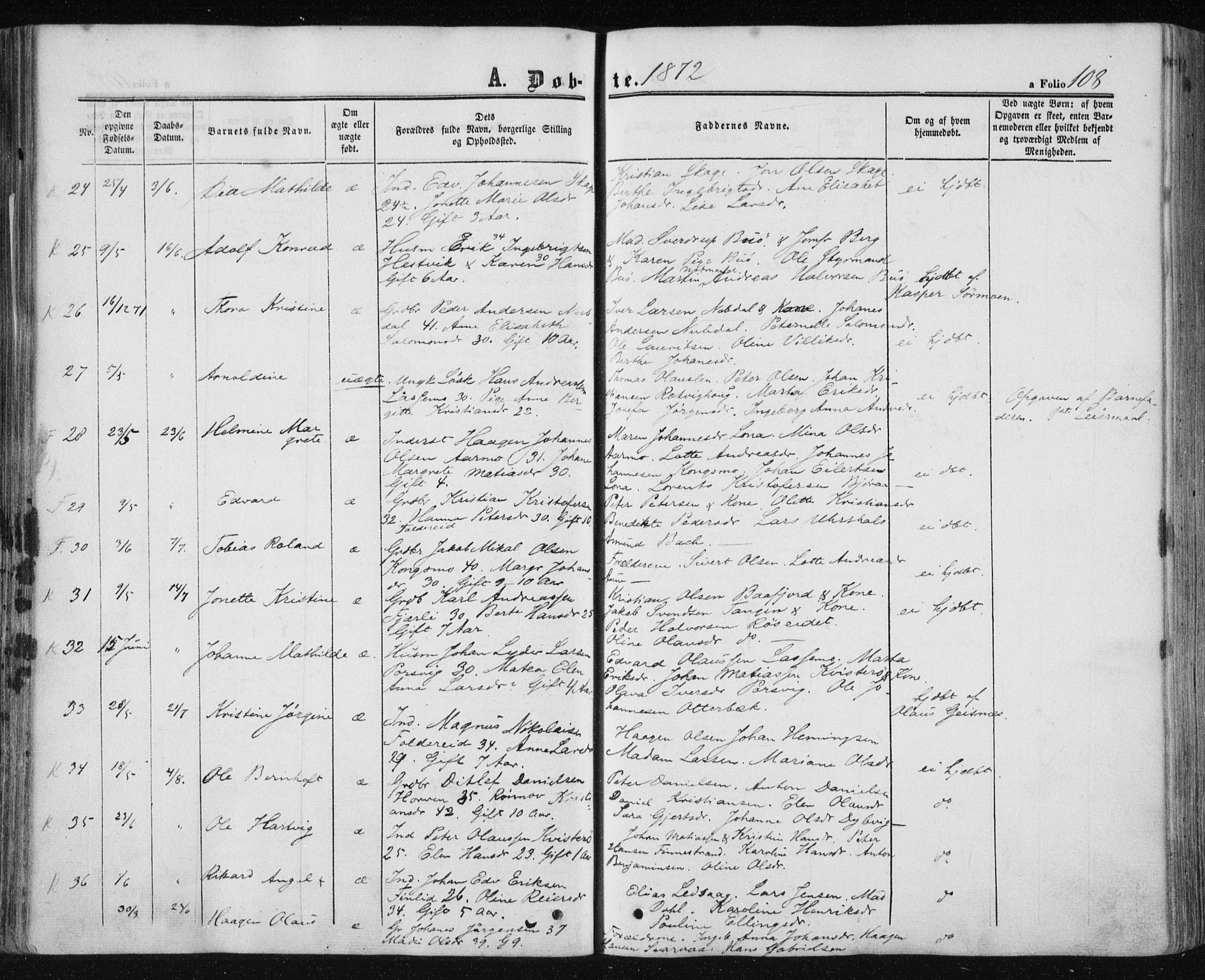Ministerialprotokoller, klokkerbøker og fødselsregistre - Nord-Trøndelag, SAT/A-1458/780/L0641: Ministerialbok nr. 780A06, 1857-1874, s. 108