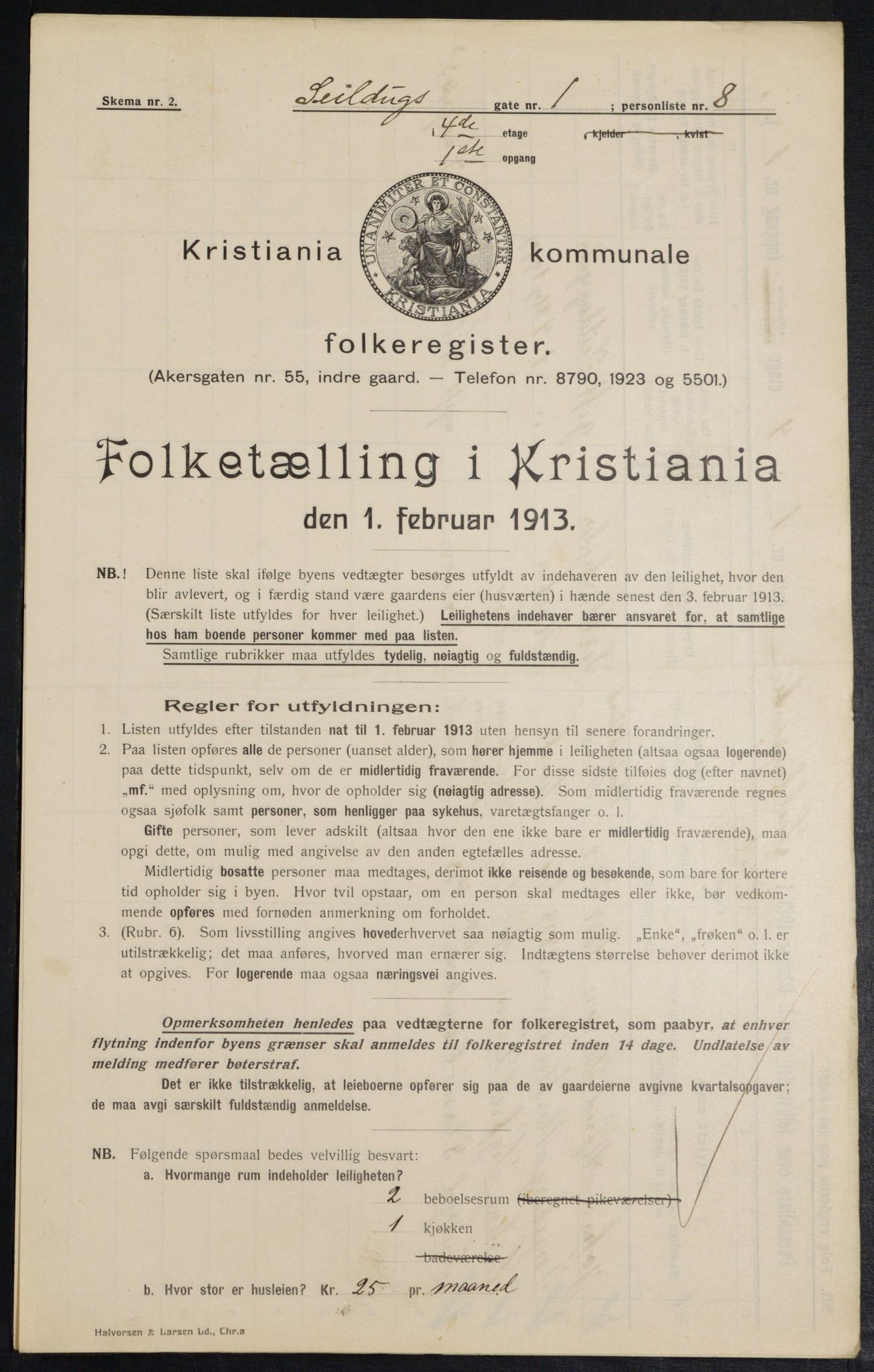 OBA, Kommunal folketelling 1.2.1913 for Kristiania, 1913, s. 93808