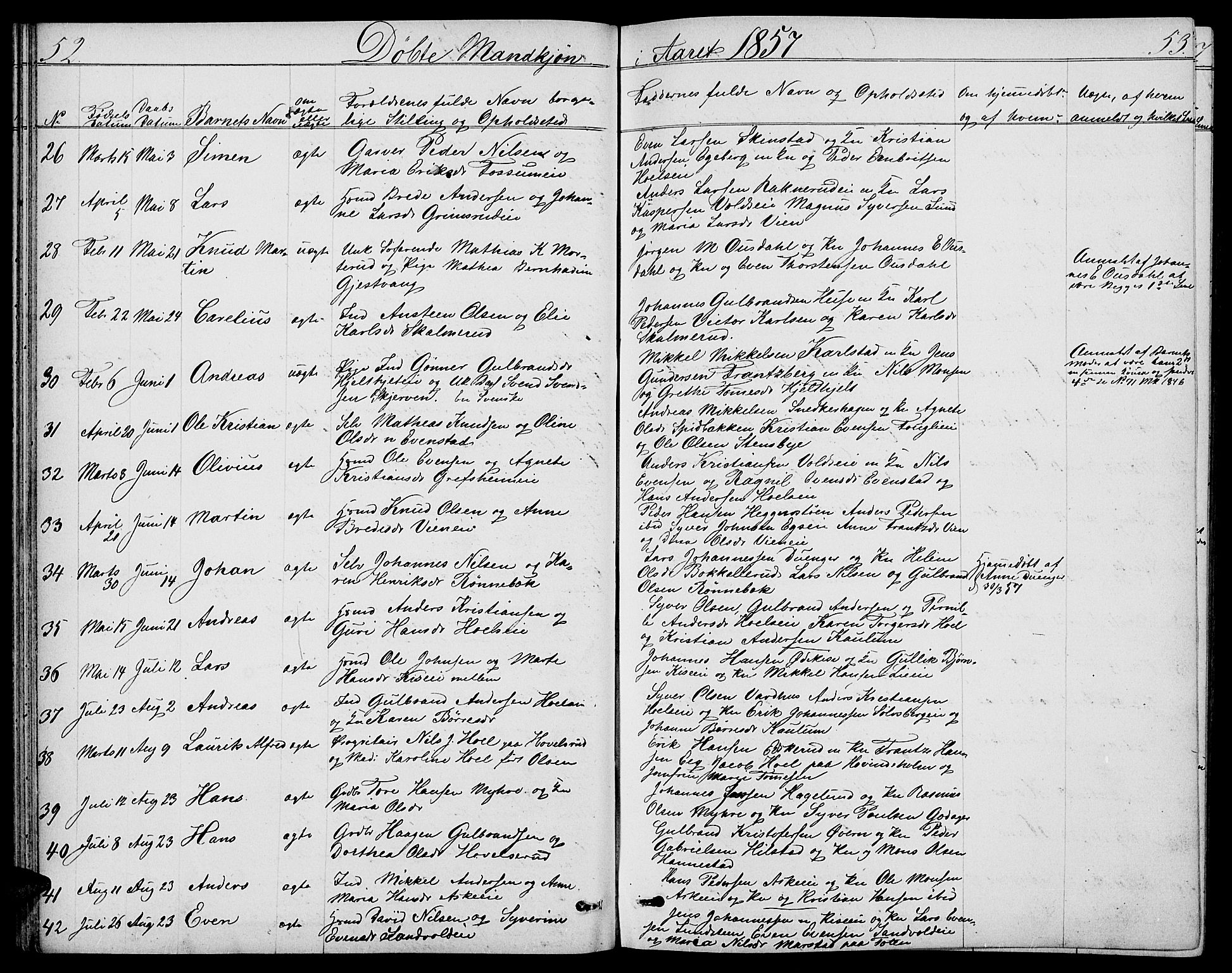 Nes prestekontor, Hedmark, AV/SAH-PREST-020/L/La/L0005: Klokkerbok nr. 5, 1852-1889, s. 52-53
