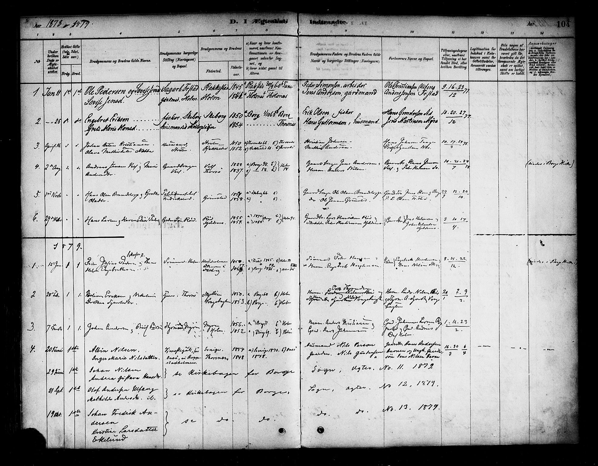 Borge prestekontor Kirkebøker, AV/SAO-A-10903/F/Fb/L0003: Ministerialbok nr. II 3, 1878-1902, s. 104