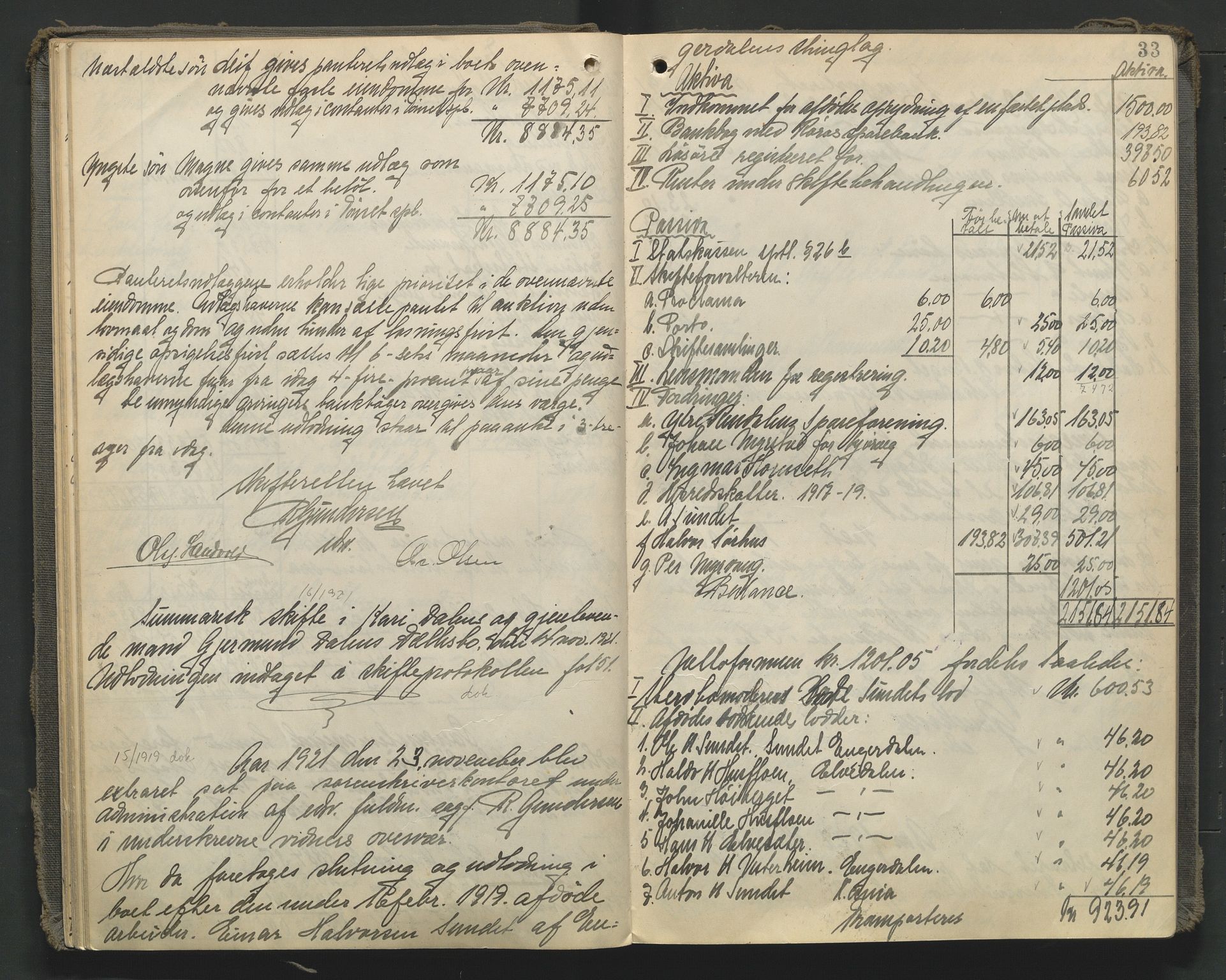 Nord-Østerdal tingrett, SAH/TING-020/J/Jd/L0007: Skifteutlodningsprotokoll, 1920-1929, s. 33