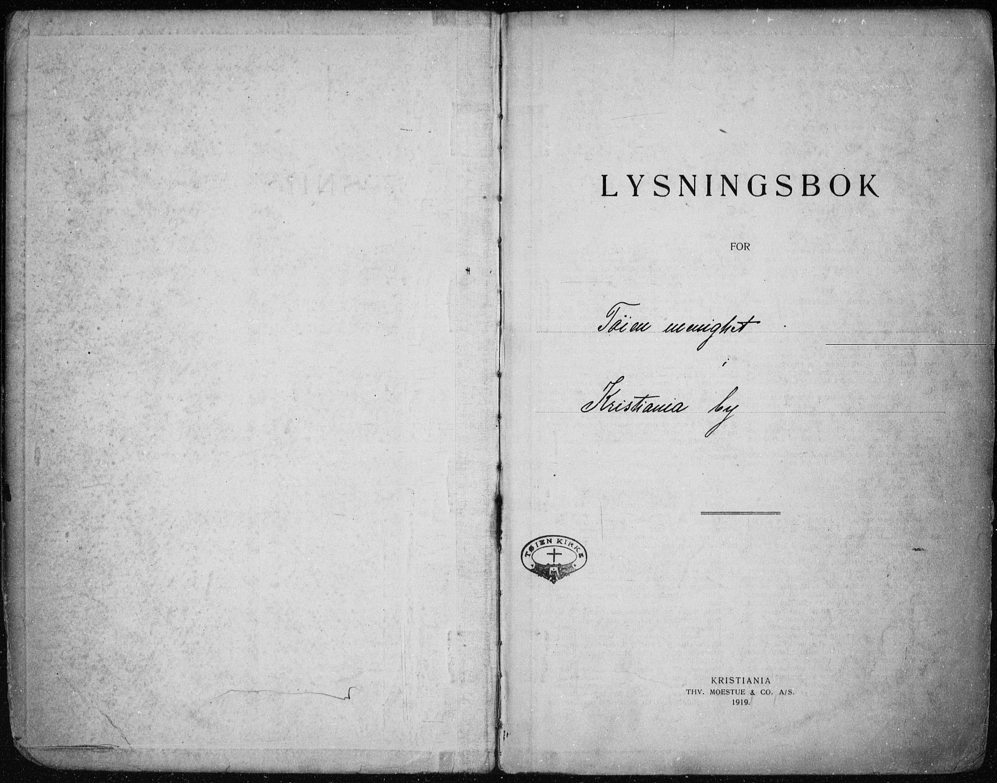 Tøyen prestekontor Kirkebøker, AV/SAO-A-10167a/H/Ha/L0001: Lysningsprotokoll nr. 1, 1919-1937