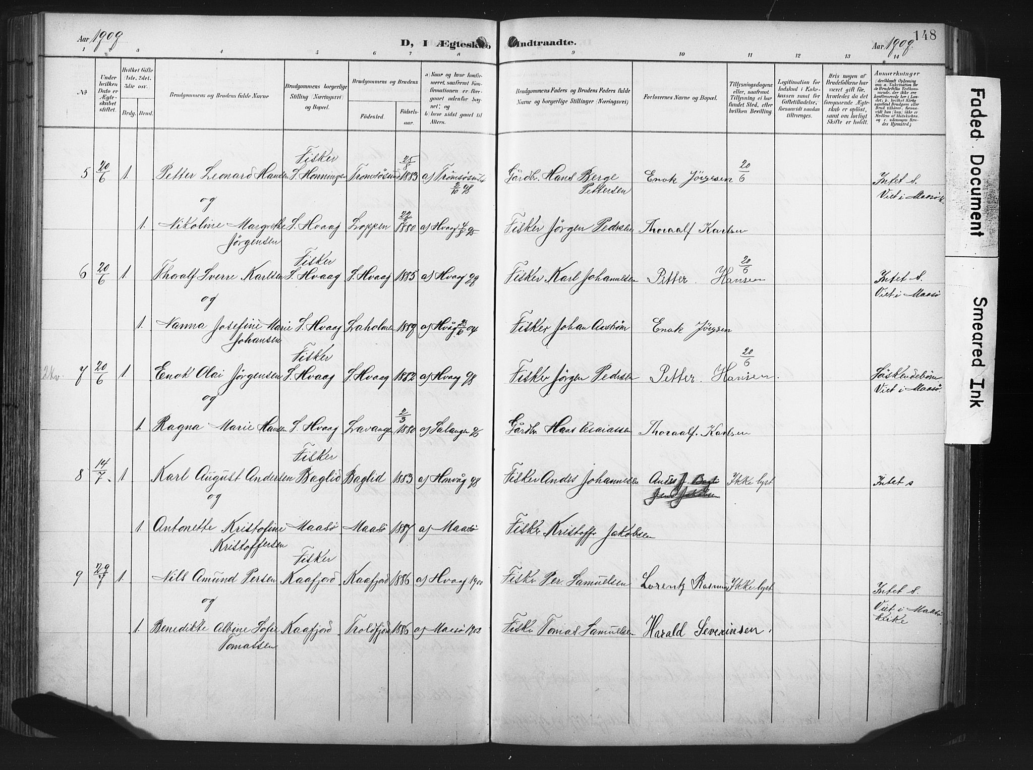 Måsøy sokneprestkontor, AV/SATØ-S-1348/H/Ha/L0008kirke: Ministerialbok nr. 8, 1900-1910, s. 148