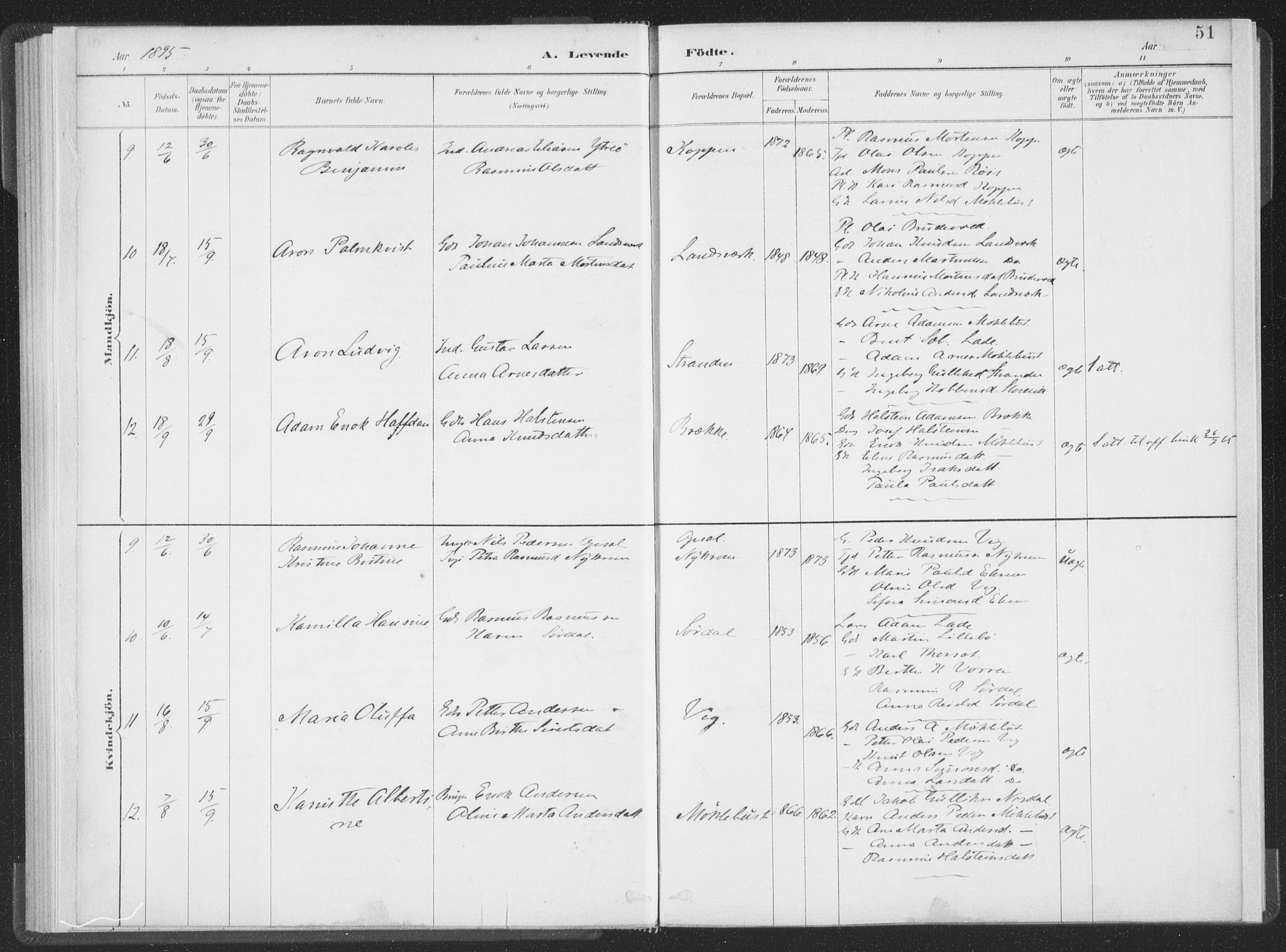 Ministerialprotokoller, klokkerbøker og fødselsregistre - Møre og Romsdal, AV/SAT-A-1454/502/L0025: Ministerialbok nr. 502A03, 1885-1909, s. 51