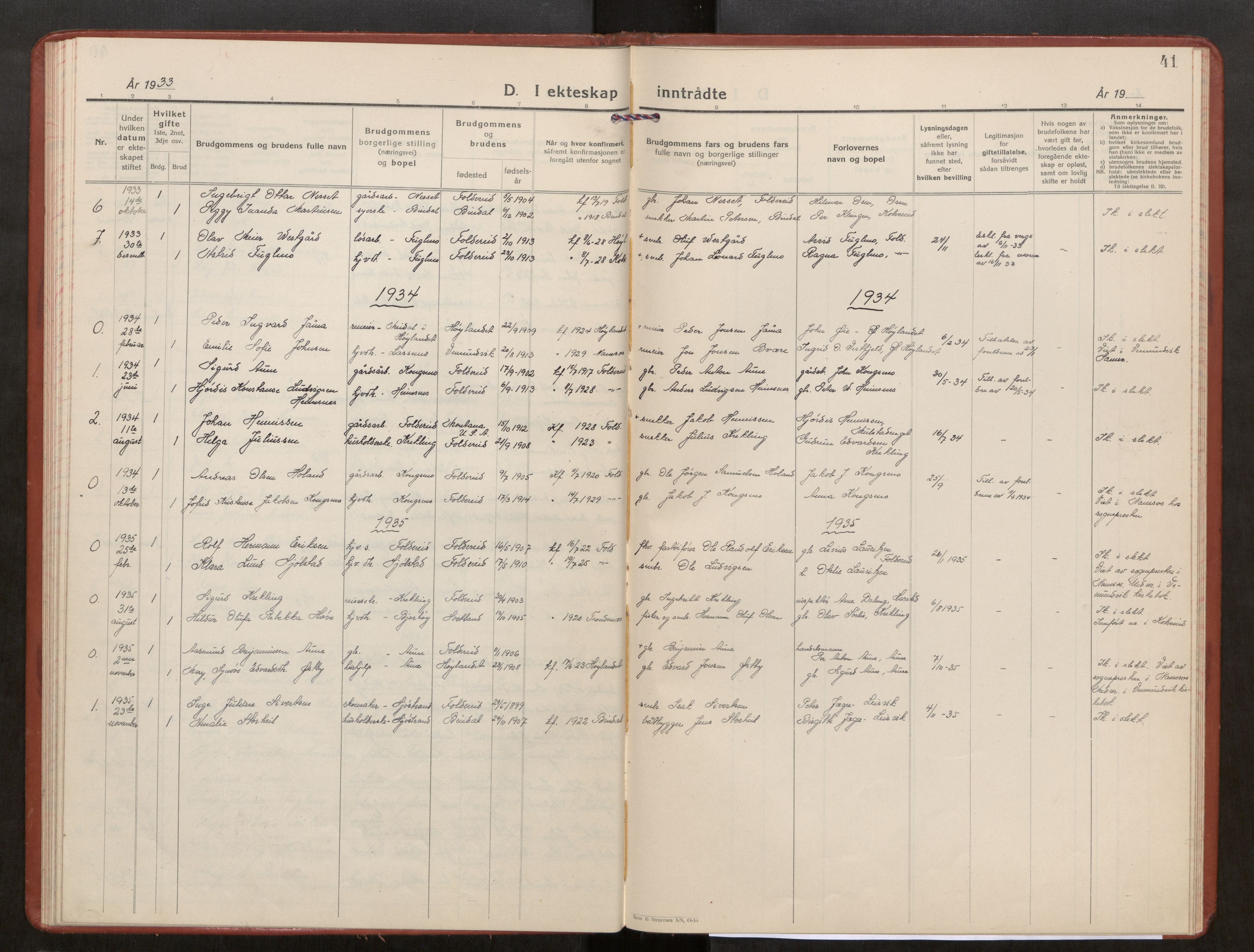 Kolvereid sokneprestkontor, SAT/A-1171/H/Ha/Haa/L0003: Ministerialbok nr. 3, 1927-1935, s. 41