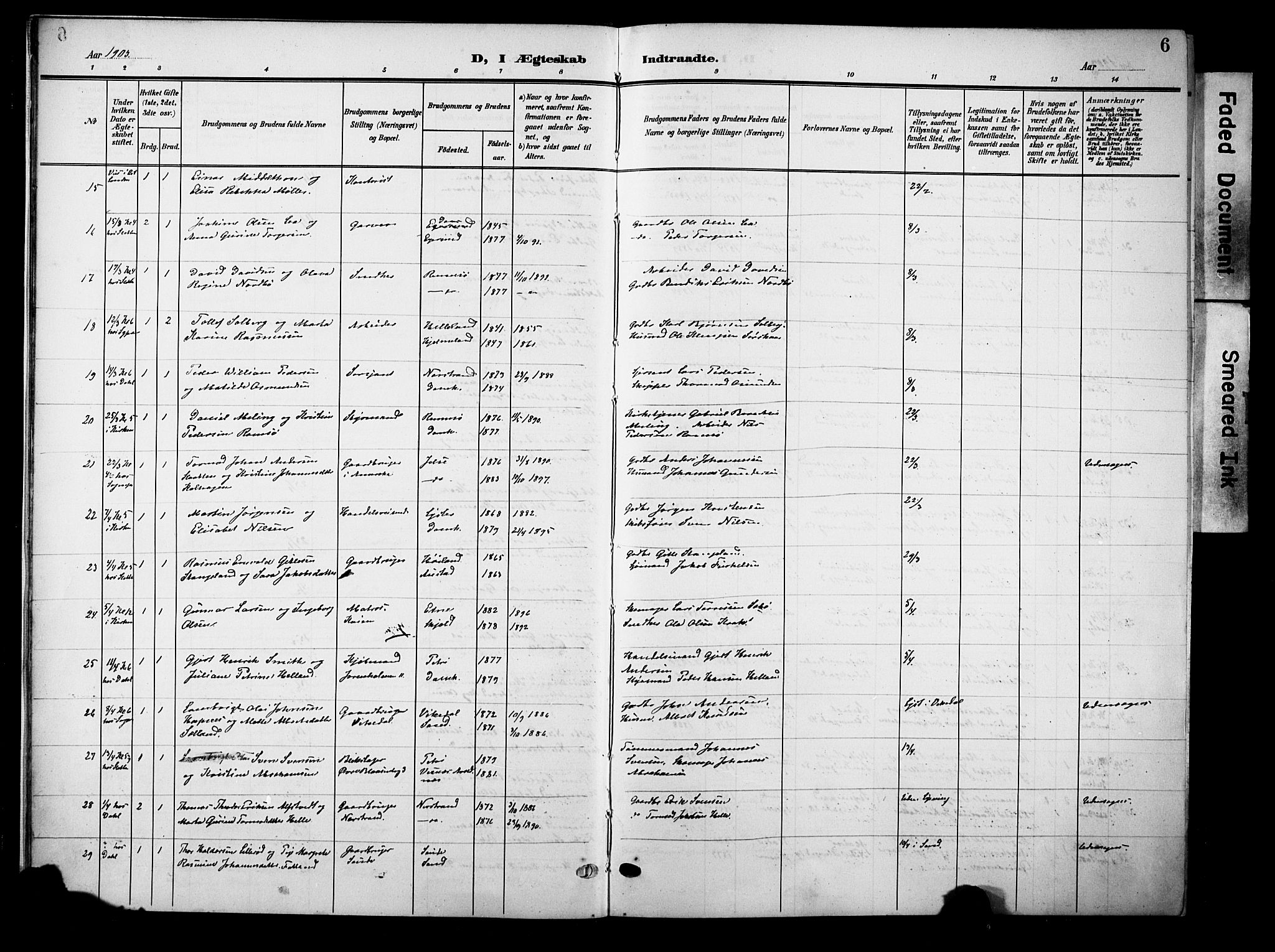 Domkirken sokneprestkontor, AV/SAST-A-101812/001/30/30BB/L0017: Klokkerbok nr. B 17, 1902-1921, s. 6
