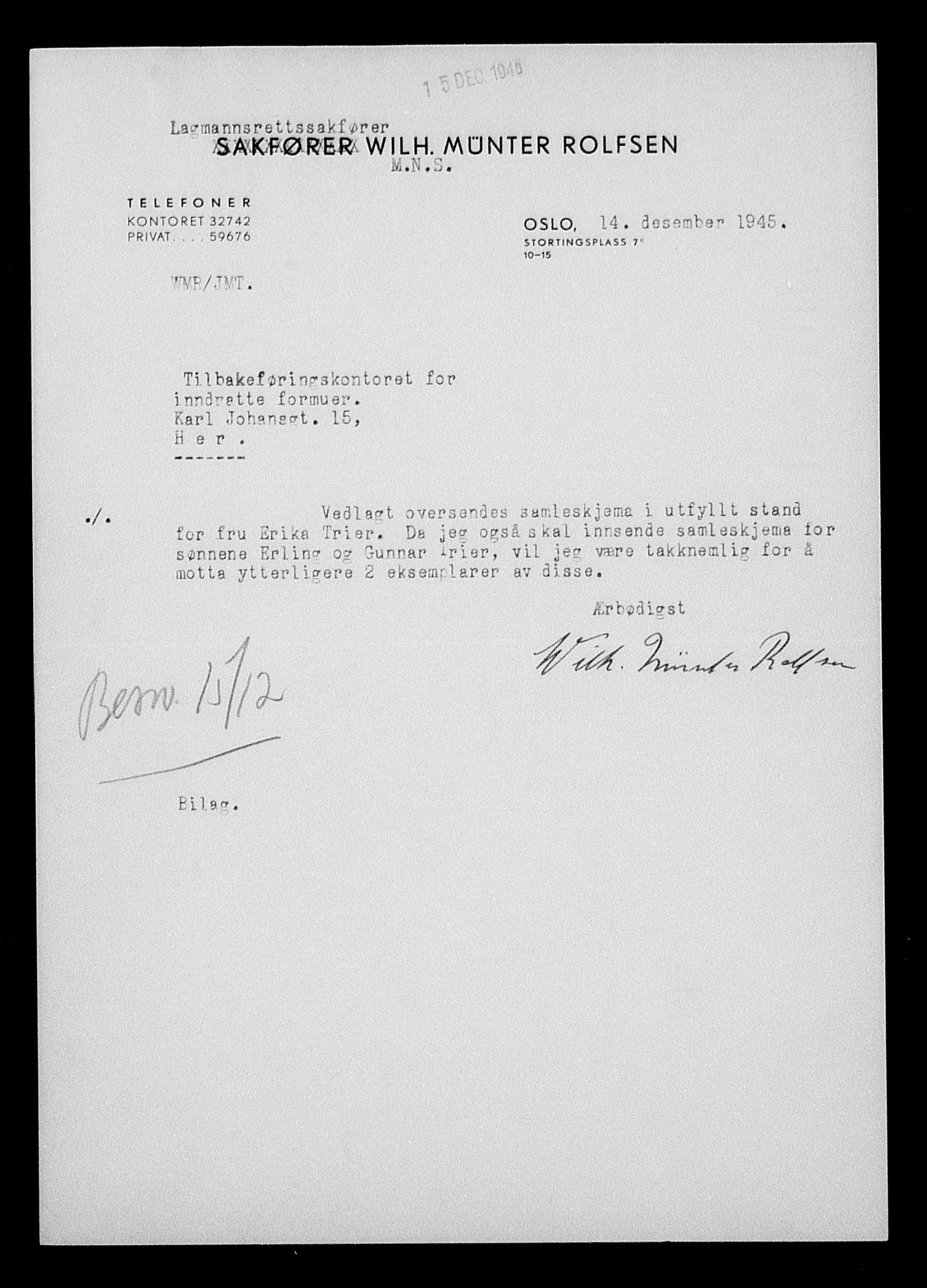 Justisdepartementet, Tilbakeføringskontoret for inndratte formuer, AV/RA-S-1564/H/Hc/Hcc/L0984: --, 1945-1947, s. 183