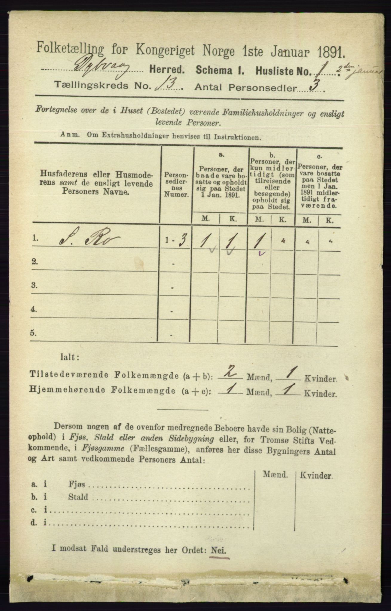 RA, Folketelling 1891 for 0915 Dypvåg herred, 1891, s. 5227