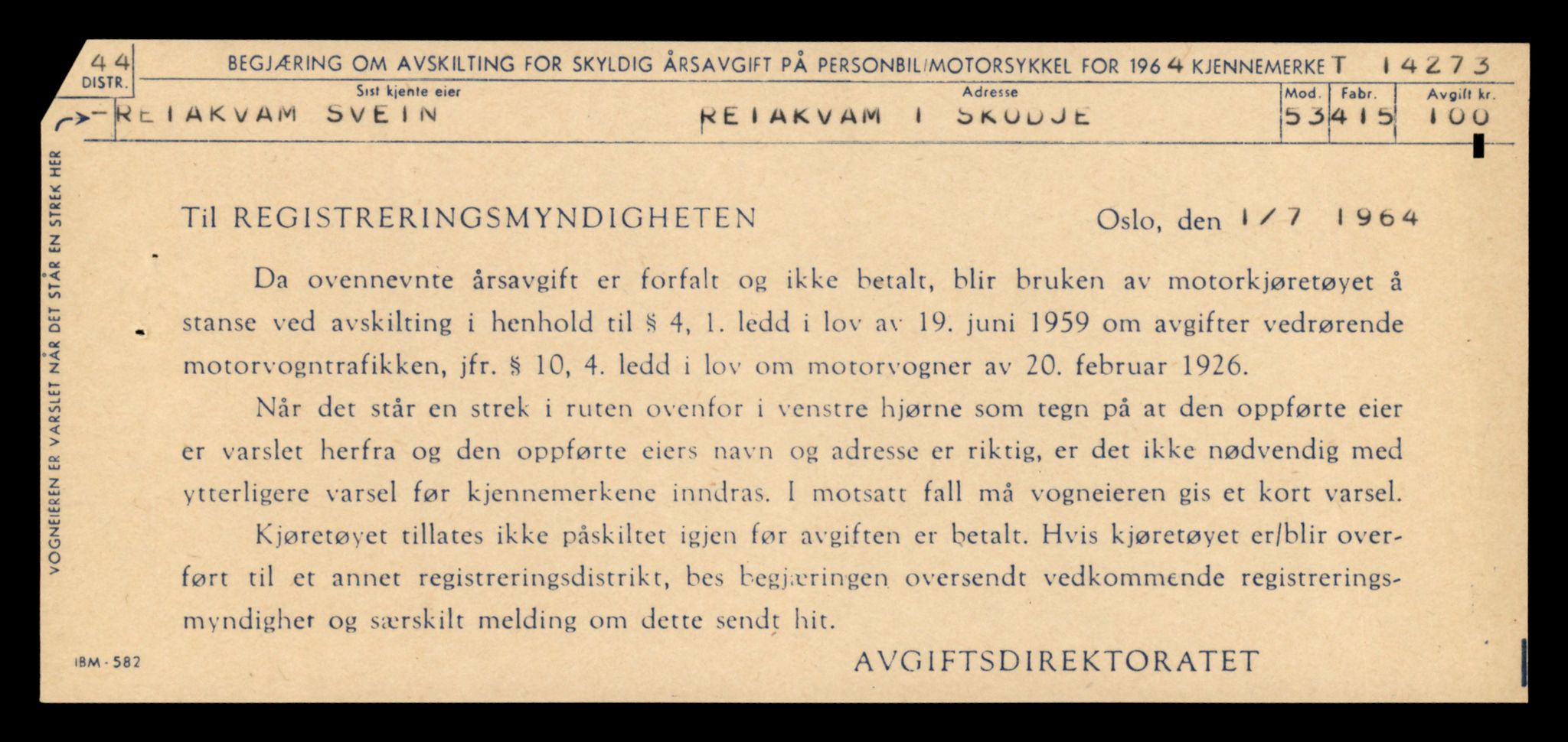 Møre og Romsdal vegkontor - Ålesund trafikkstasjon, AV/SAT-A-4099/F/Fe/L0044: Registreringskort for kjøretøy T 14205 - T 14319, 1927-1998, s. 2013