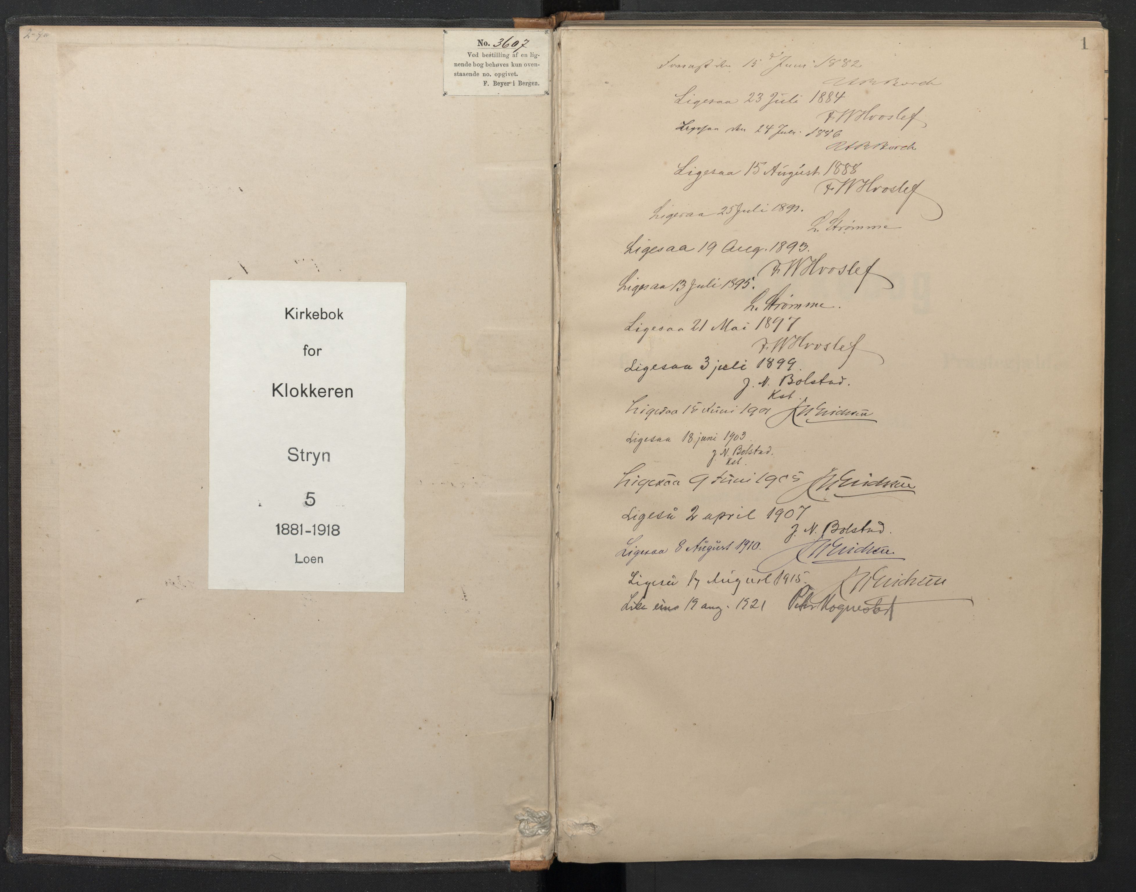Stryn Sokneprestembete, AV/SAB-A-82501: Klokkerbok nr. B 3, 1881-1918, s. 0b-1a