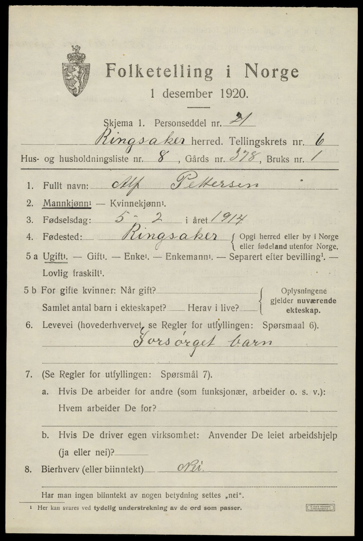 SAH, Folketelling 1920 for 0412 Ringsaker herred, 1920, s. 11360