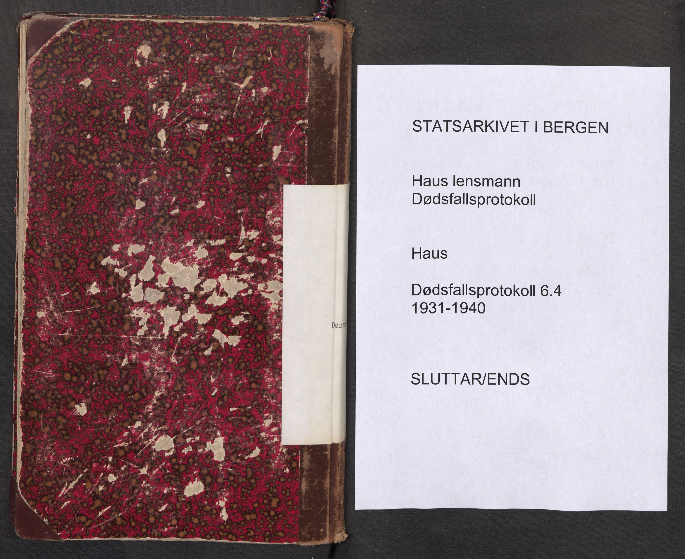 Lensmannen i Haus, AV/SAB-A-32701/0006/L0004: Dødsfallprotokoll, 1931-1940