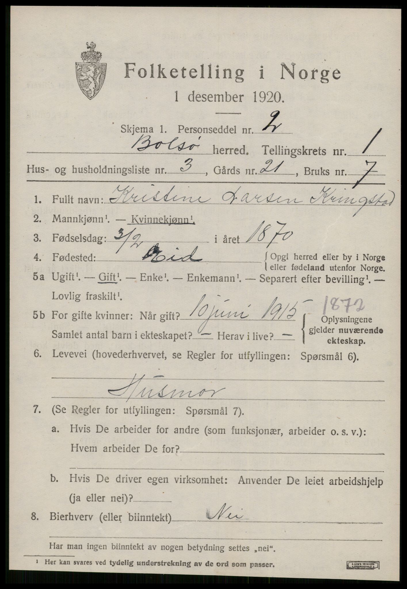 SAT, Folketelling 1920 for 1544 Bolsøy herred, 1920, s. 1629