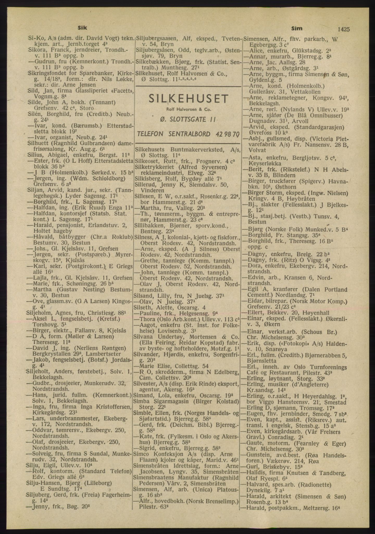 Kristiania/Oslo adressebok, PUBL/-, 1955, s. 1425