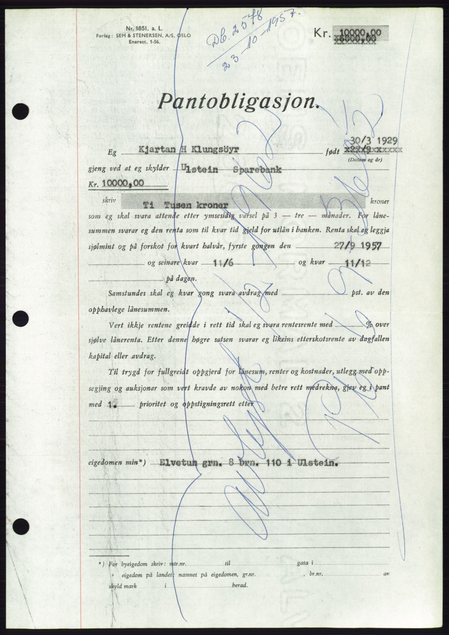 Søre Sunnmøre sorenskriveri, AV/SAT-A-4122/1/2/2C/L0130: Pantebok nr. 18B, 1957-1958, Dagboknr: 2578/1957