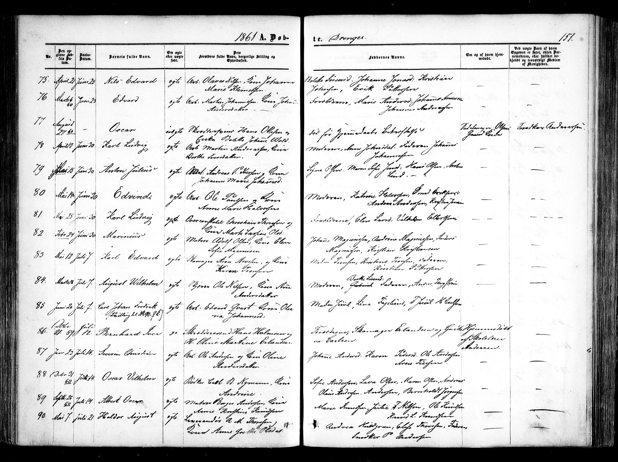 Halden prestekontor Kirkebøker, AV/SAO-A-10909/F/Fa/L0007: Ministerialbok nr. I 7, 1857-1865, s. 151